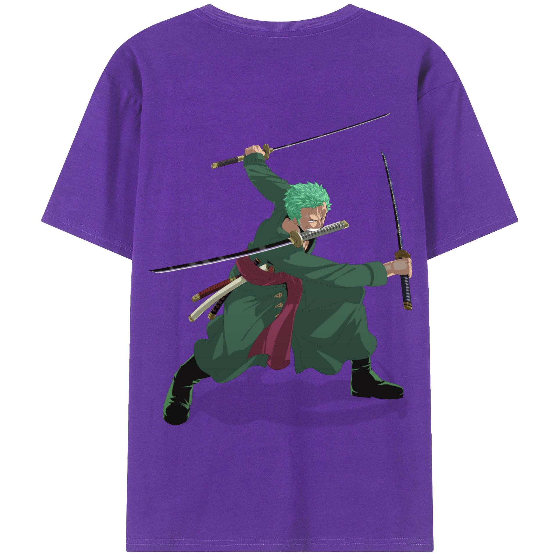 ワンピース ロロノア・ゾロ ONE PIECE Roronoa Zoro 綿100％ メンズ半袖Tシャツ（バックプリント） 通気性