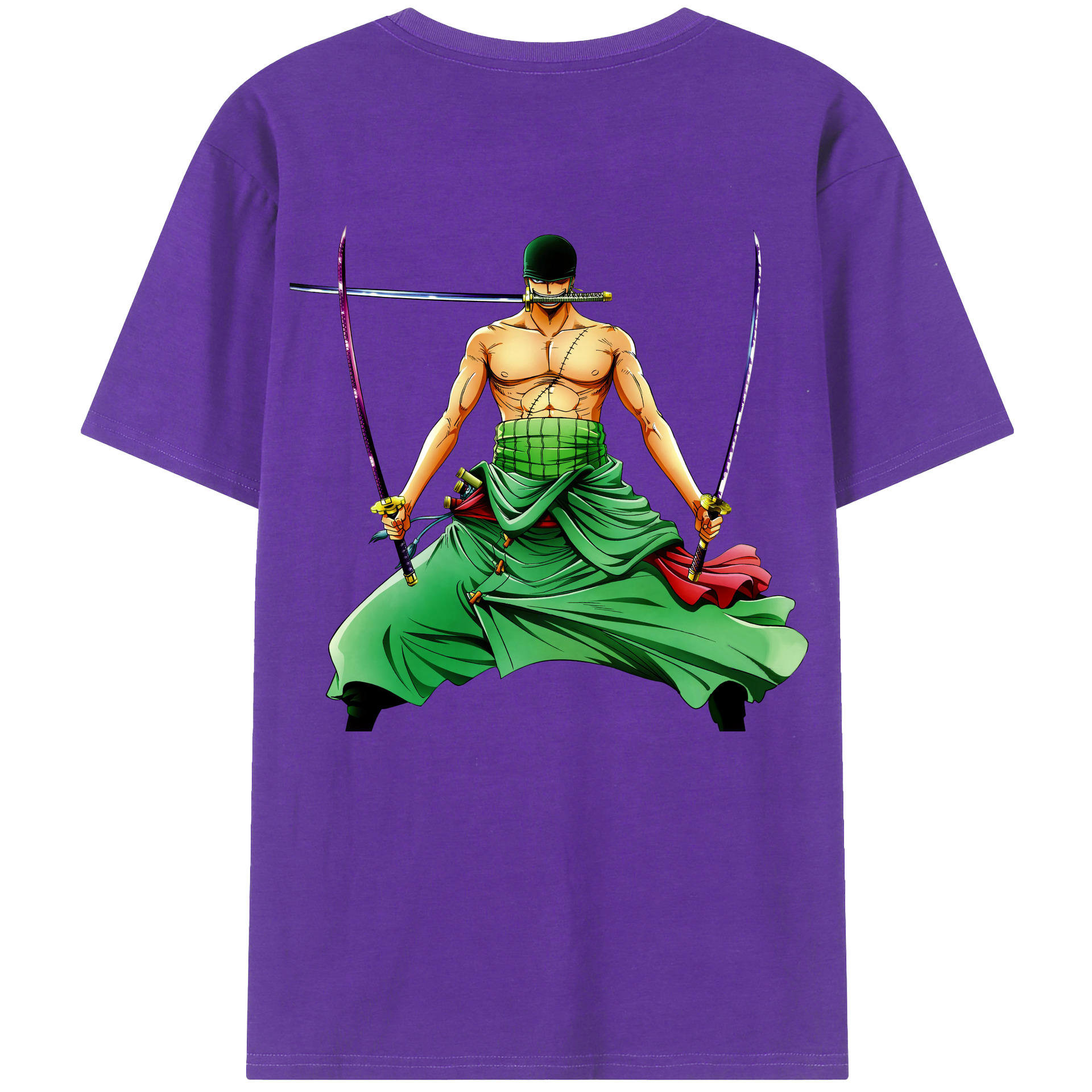 ワンピース ロロノア・ゾロ ONE PIECE Roronoa Zoro 綿100％ メンズ半袖Tシャツ（バックプリント） 通気性