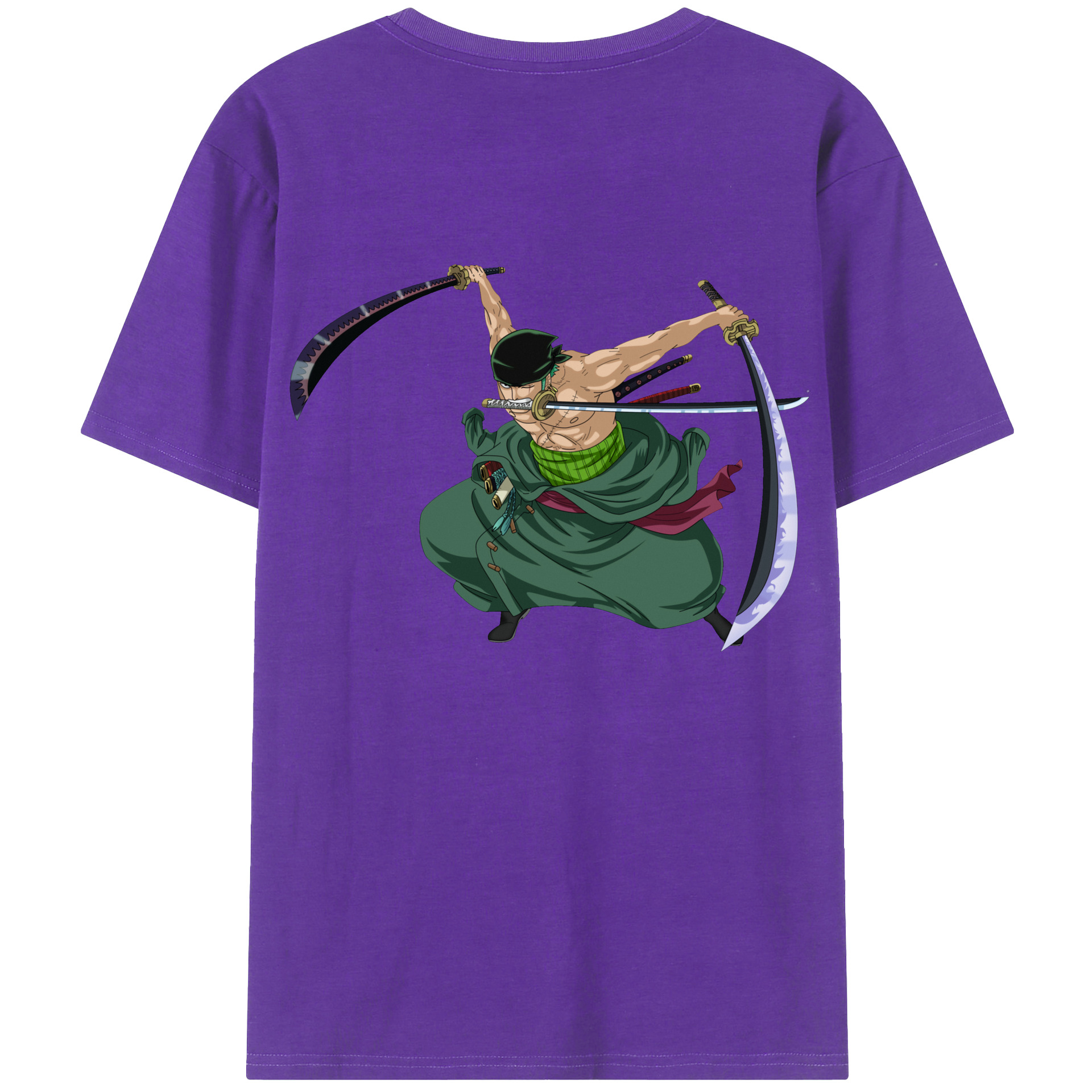ワンピース ロロノア・ゾロ ONE PIECE Roronoa Zoro 綿100％ メンズ半袖Tシャツ（バックプリント） 通気性