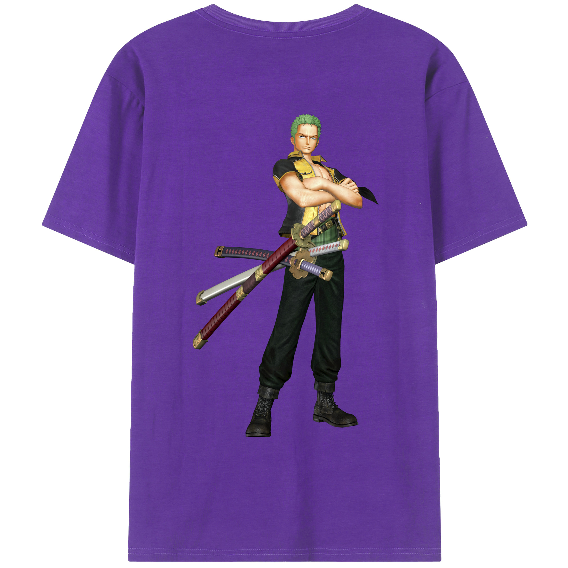 ワンピース ロロノア・ゾロ ONE PIECE Roronoa Zoro 綿100％ メンズ半袖Tシャツ（バックプリント） 通気性
