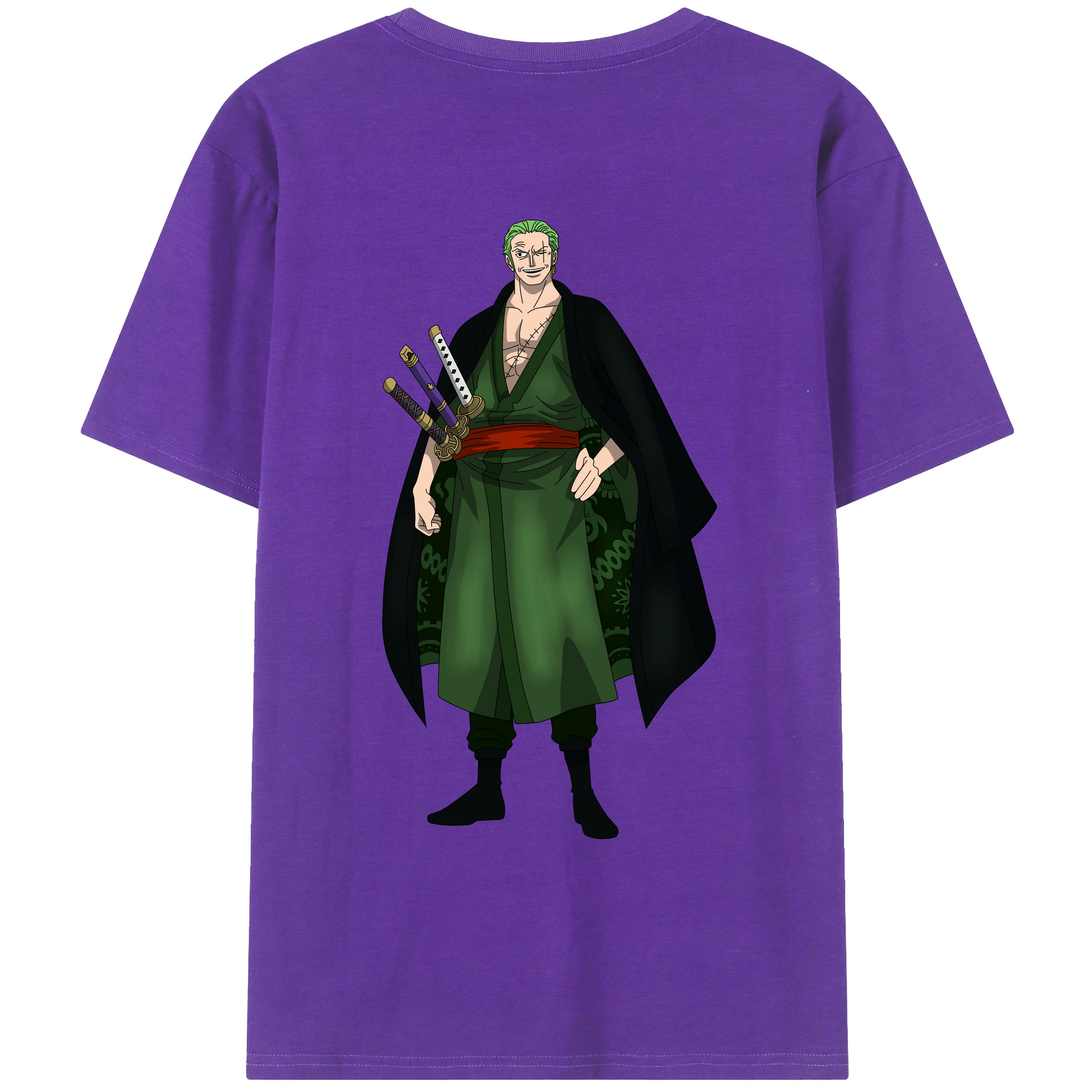ワンピース ロロノア・ゾロ ONE PIECE Roronoa Zoro 綿100％ メンズ半袖Tシャツ（バックプリント） 通気性