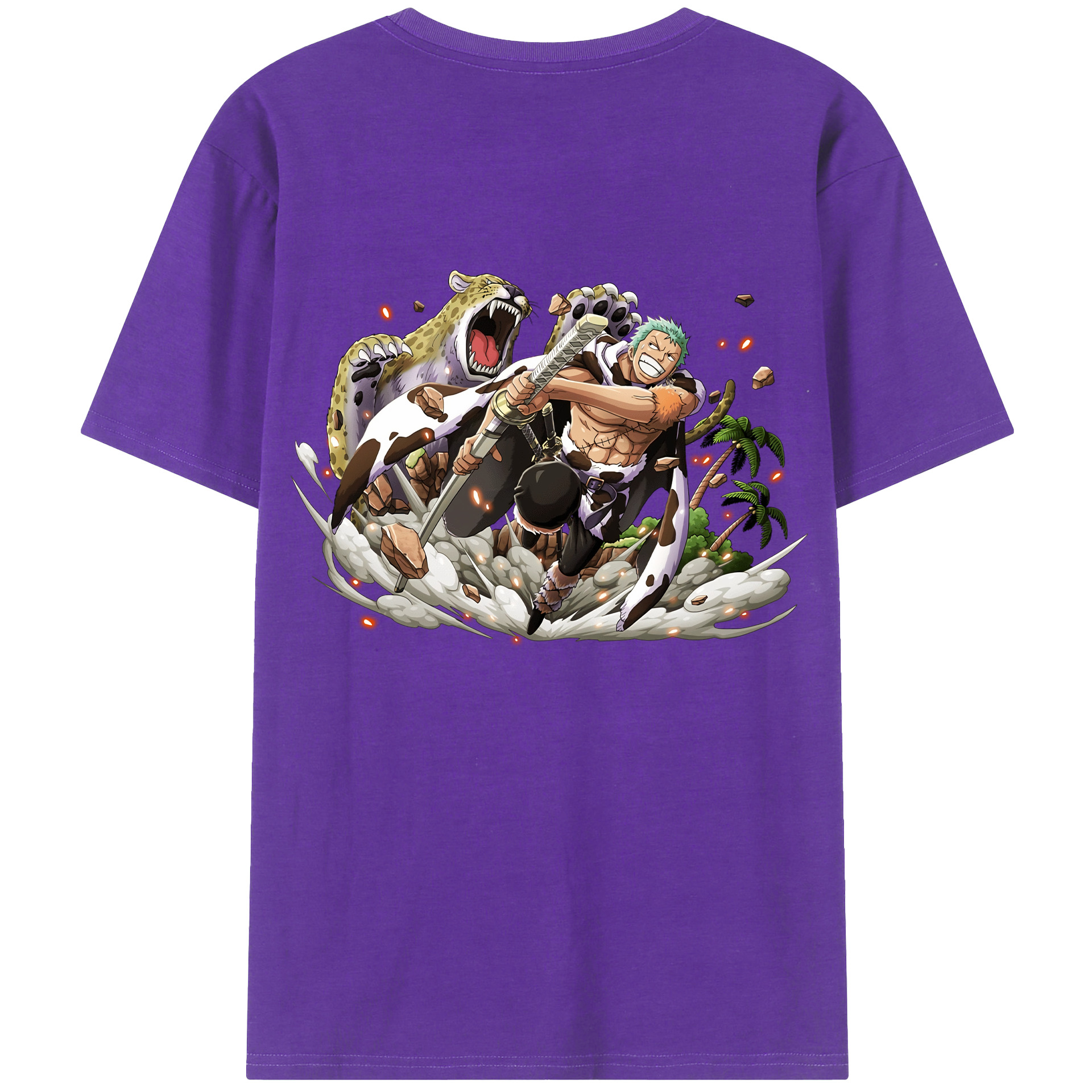 ワンピース ロロノア・ゾロ ONE PIECE Roronoa Zoro 綿100％ メンズ半袖Tシャツ（バックプリント） 通気性
