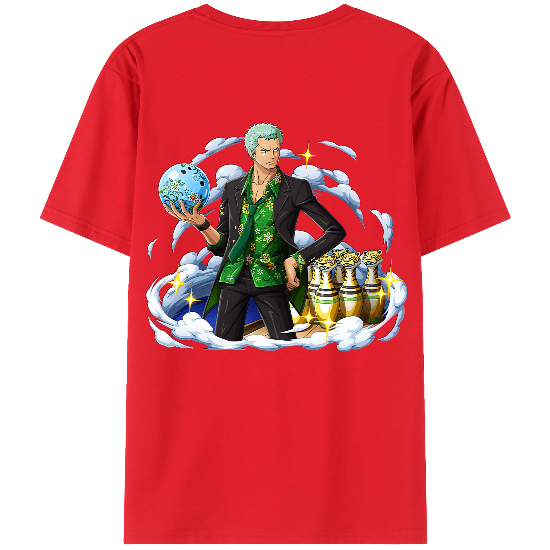 ワンピース ロロノア・ゾロ ONE PIECE Roronoa Zoro 綿100％ メンズ半袖Tシャツ（バックプリント） 通気性
