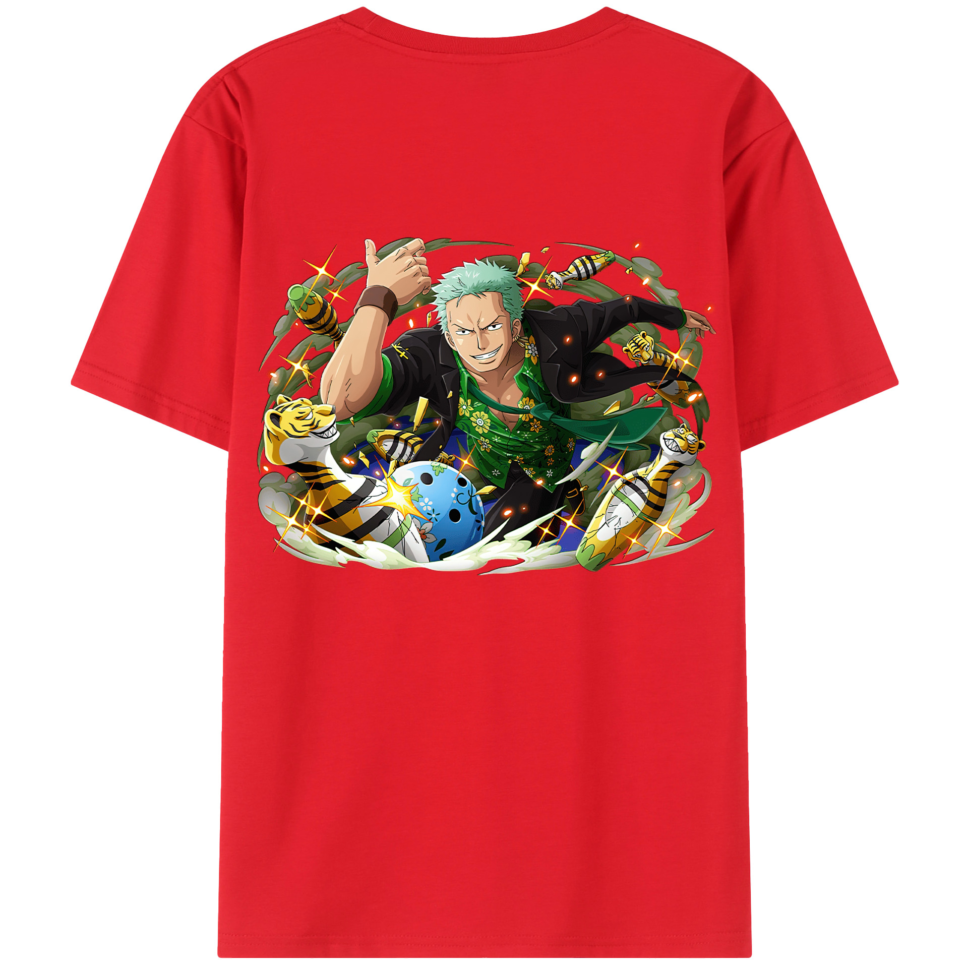 ワンピース ロロノア・ゾロ ONE PIECE Roronoa Zoro 綿100％ メンズ半袖Tシャツ（バックプリント） 通気性