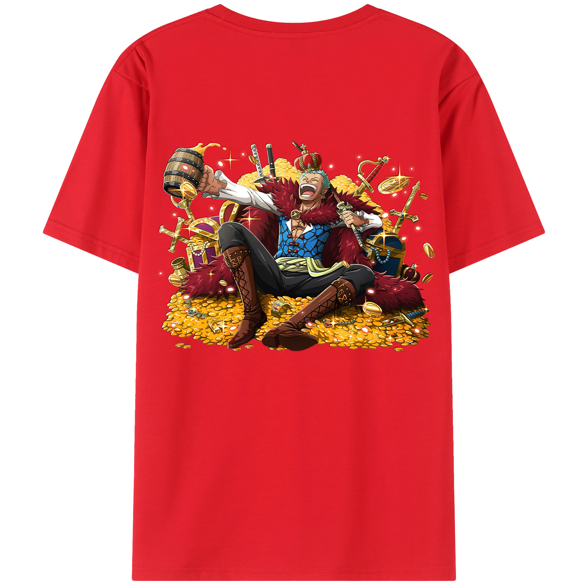 ワンピース ロロノア・ゾロ ONE PIECE Roronoa Zoro 綿100％ メンズ半袖Tシャツ（バックプリント） 通気性