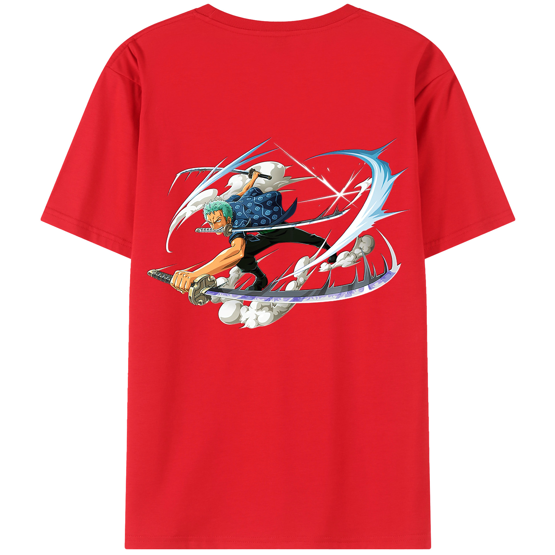 ワンピース ロロノア・ゾロ ONE PIECE Roronoa Zoro 綿100％ メンズ半袖Tシャツ（バックプリント） 通気性
