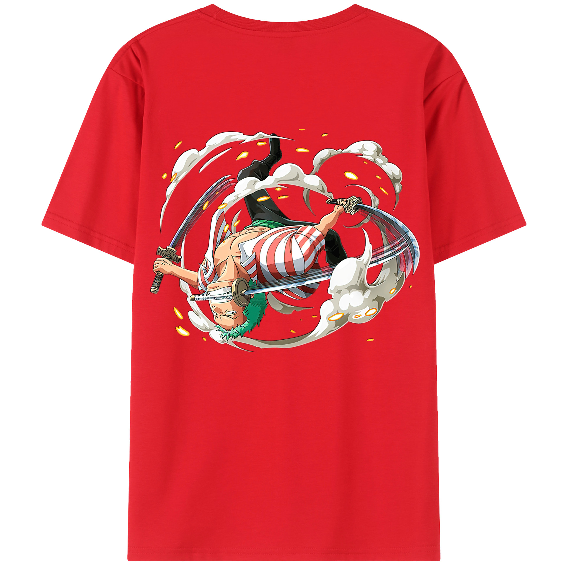 ワンピース ロロノア・ゾロ ONE PIECE Roronoa Zoro 綿100％ メンズ半袖Tシャツ（バックプリント） 通気性