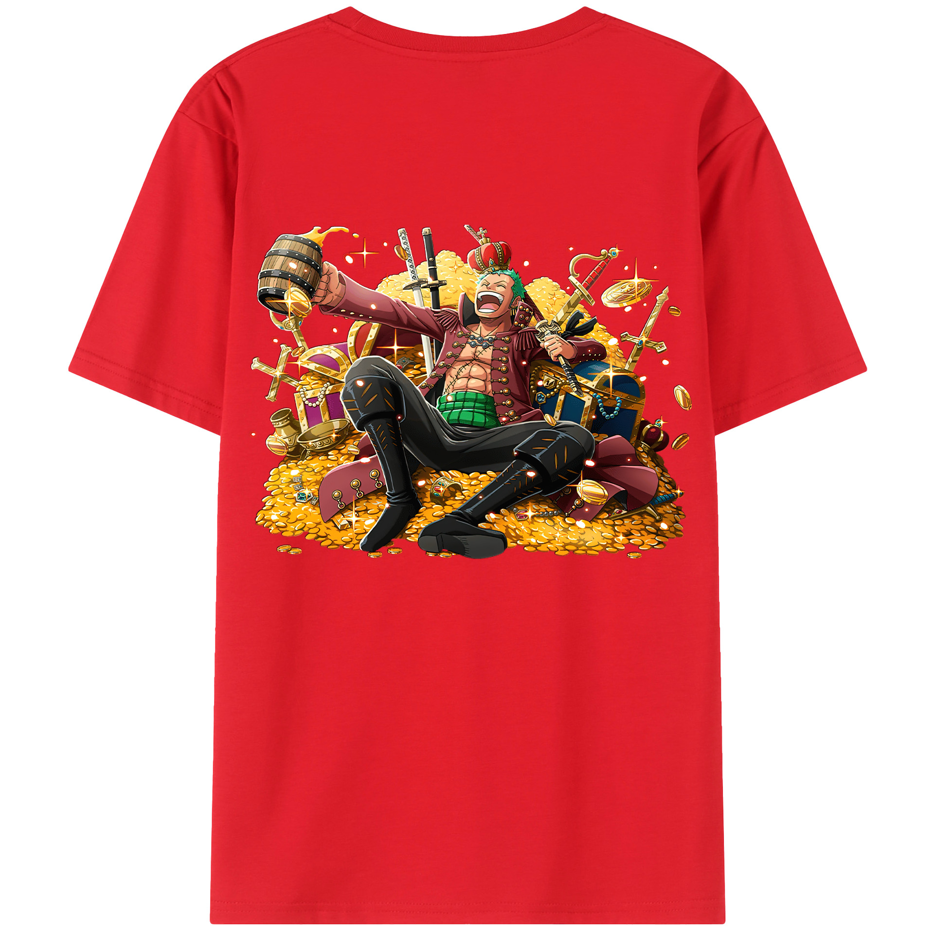 ワンピース ロロノア・ゾロ ONE PIECE Roronoa Zoro 綿100％ メンズ半袖Tシャツ（バックプリント） 通気性