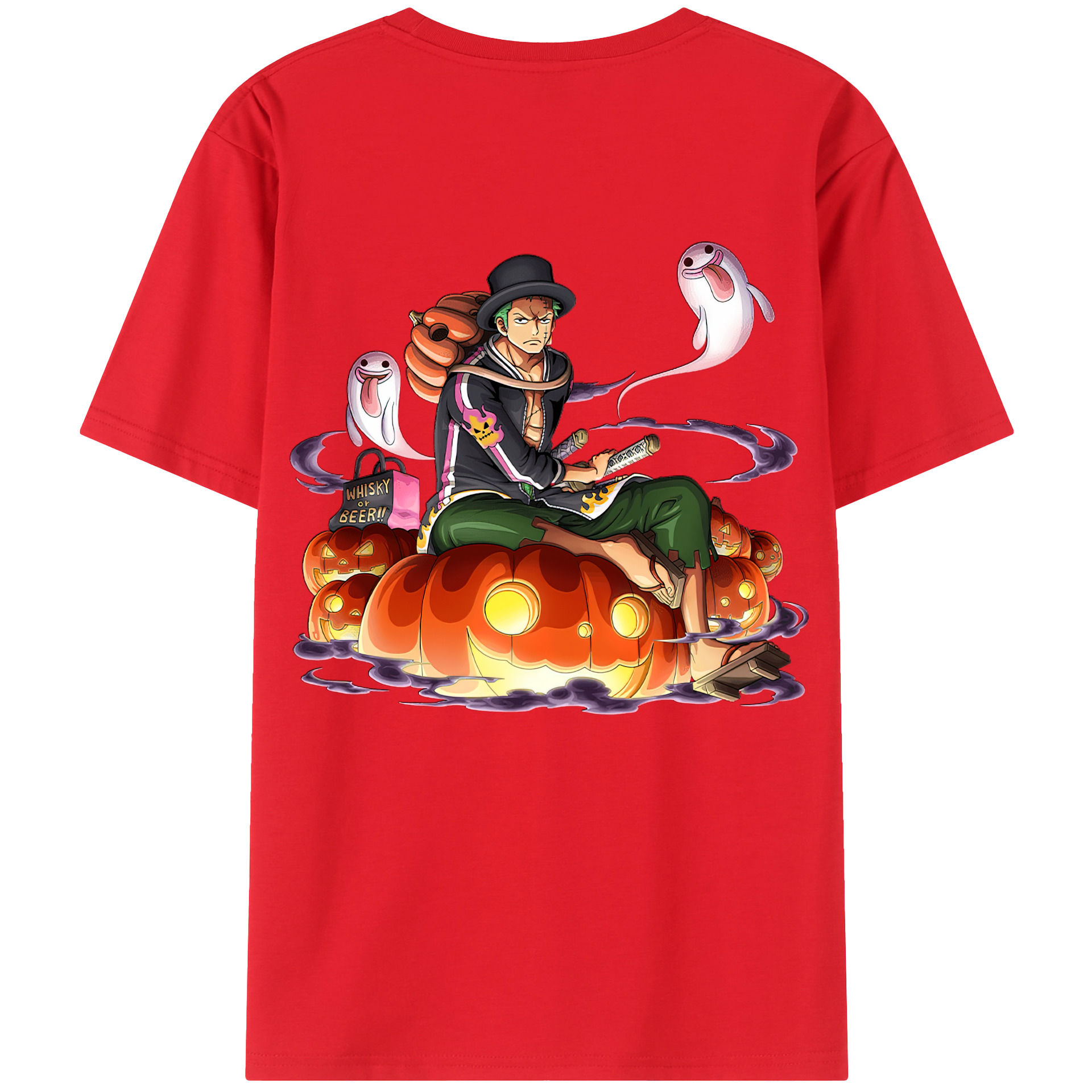 ワンピース ロロノア・ゾロ ONE PIECE Roronoa Zoro 綿100％ メンズ半袖Tシャツ（バックプリント） 通気性