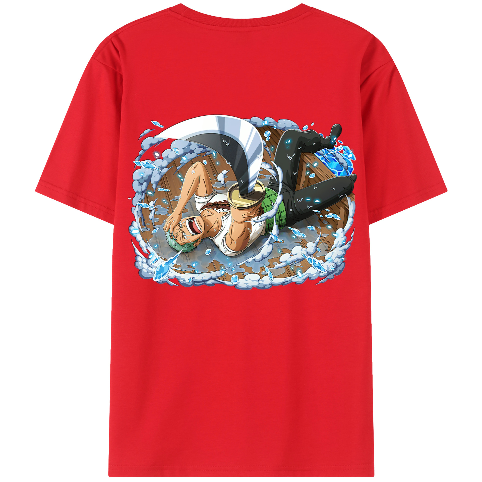 ワンピース ロロノア・ゾロ ONE PIECE Roronoa Zoro 綿100％ メンズ半袖Tシャツ（バックプリント） 通気性