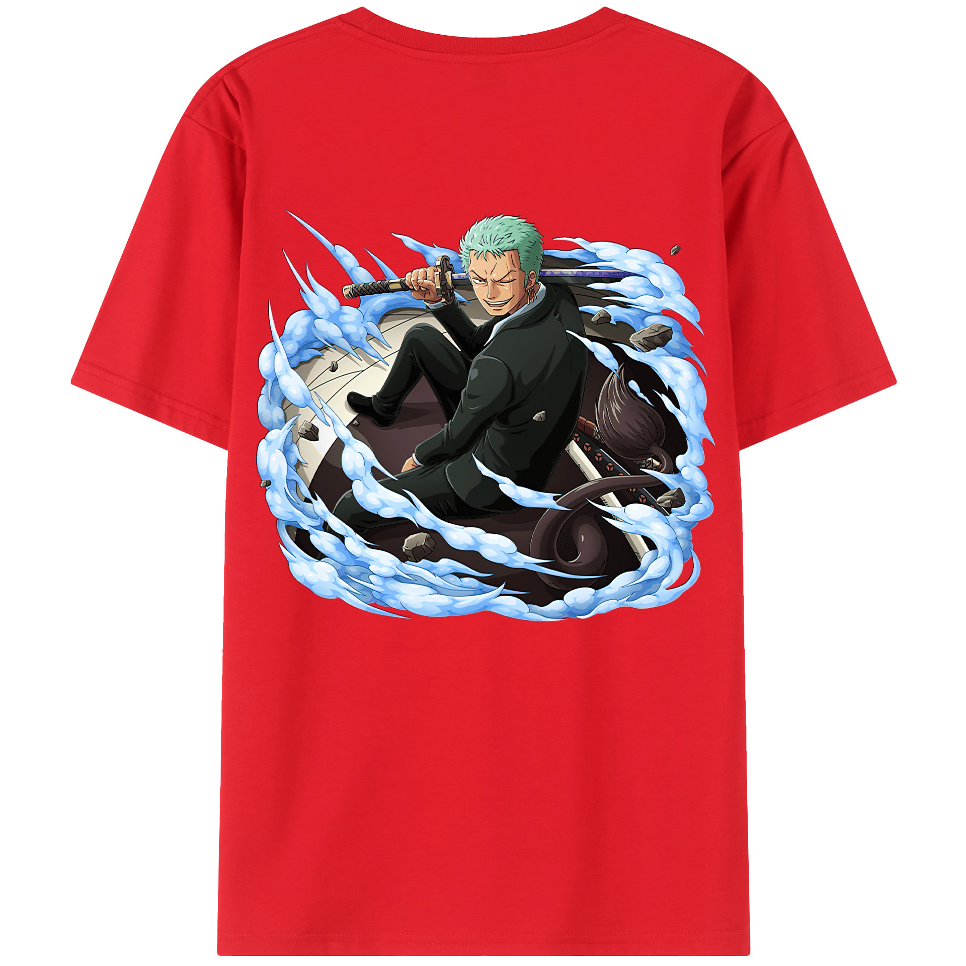 ワンピース ロロノア・ゾロ ONE PIECE Roronoa Zoro 綿100％ メンズ半袖Tシャツ（バックプリント） 通気性