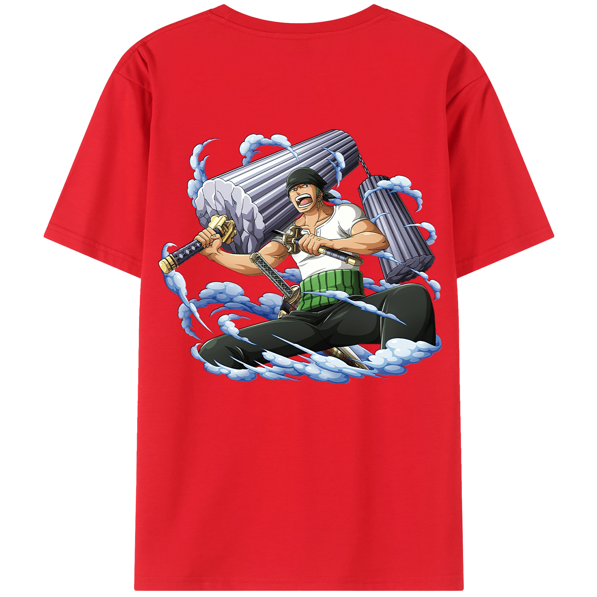 ワンピース ロロノア・ゾロ ONE PIECE Roronoa Zoro 綿100％ メンズ半袖Tシャツ（バックプリント） 通気性