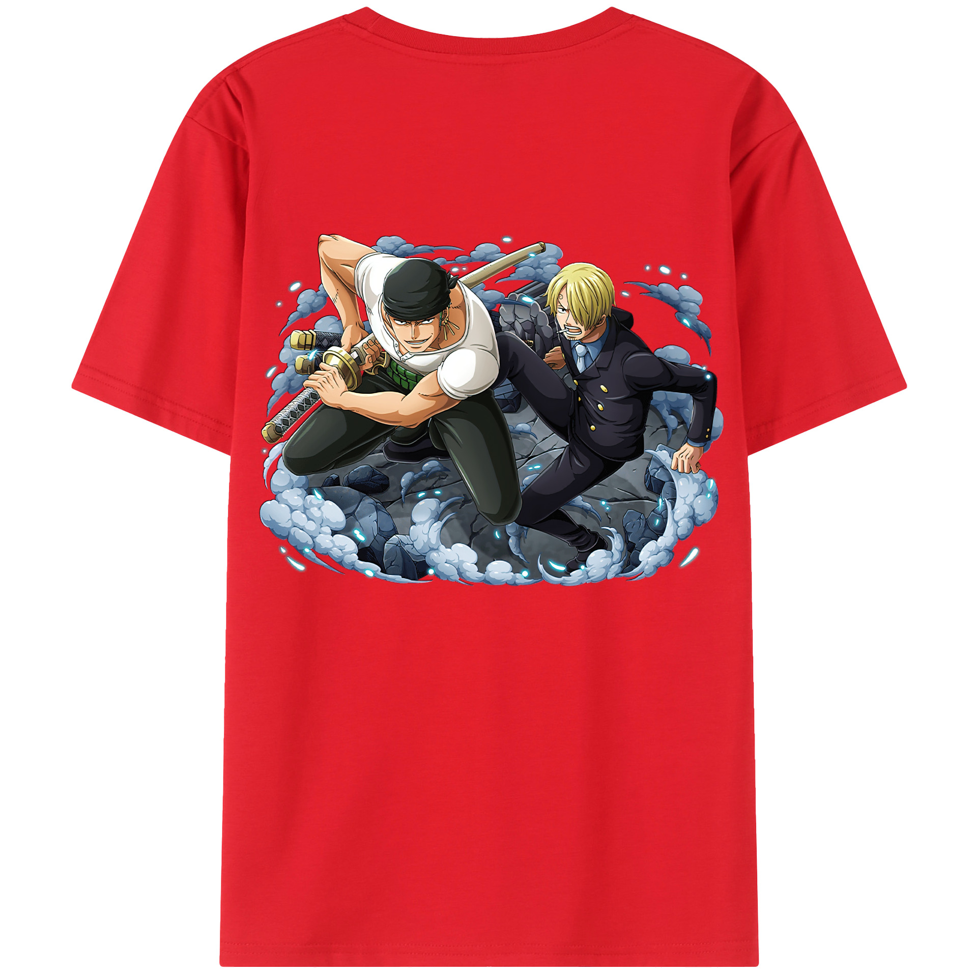 ワンピース ロロノア・ゾロ ONE PIECE Roronoa Zoro 綿100％ メンズ半袖Tシャツ（バックプリント） 通気性