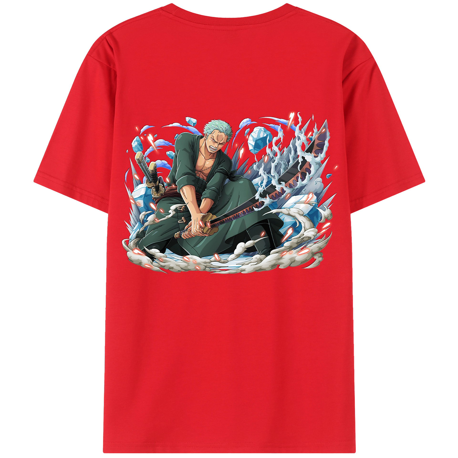 ワンピース ロロノア・ゾロ ONE PIECE Roronoa Zoro 綿100％ メンズ半袖Tシャツ（バックプリント） 通気性