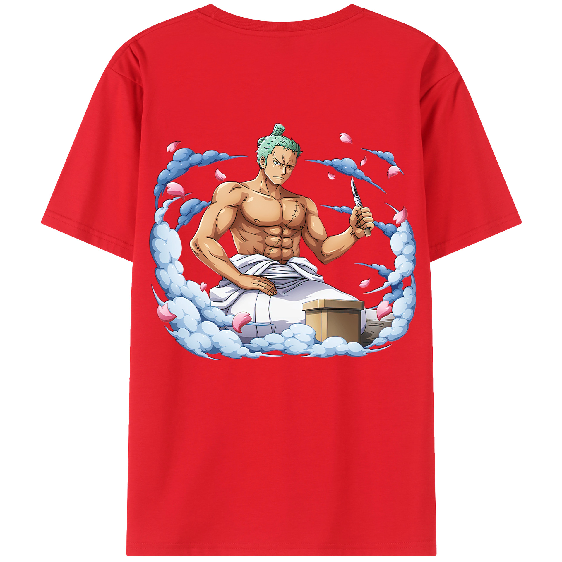 ワンピース ロロノア・ゾロ ONE PIECE Roronoa Zoro 綿100％ メンズ半袖Tシャツ（バックプリント） 通気性