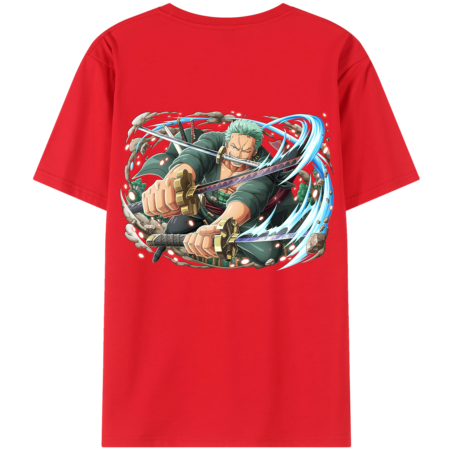 ワンピース ロロノア・ゾロ ONE PIECE Roronoa Zoro 綿100％ メンズ半袖Tシャツ（バックプリント） 通気性