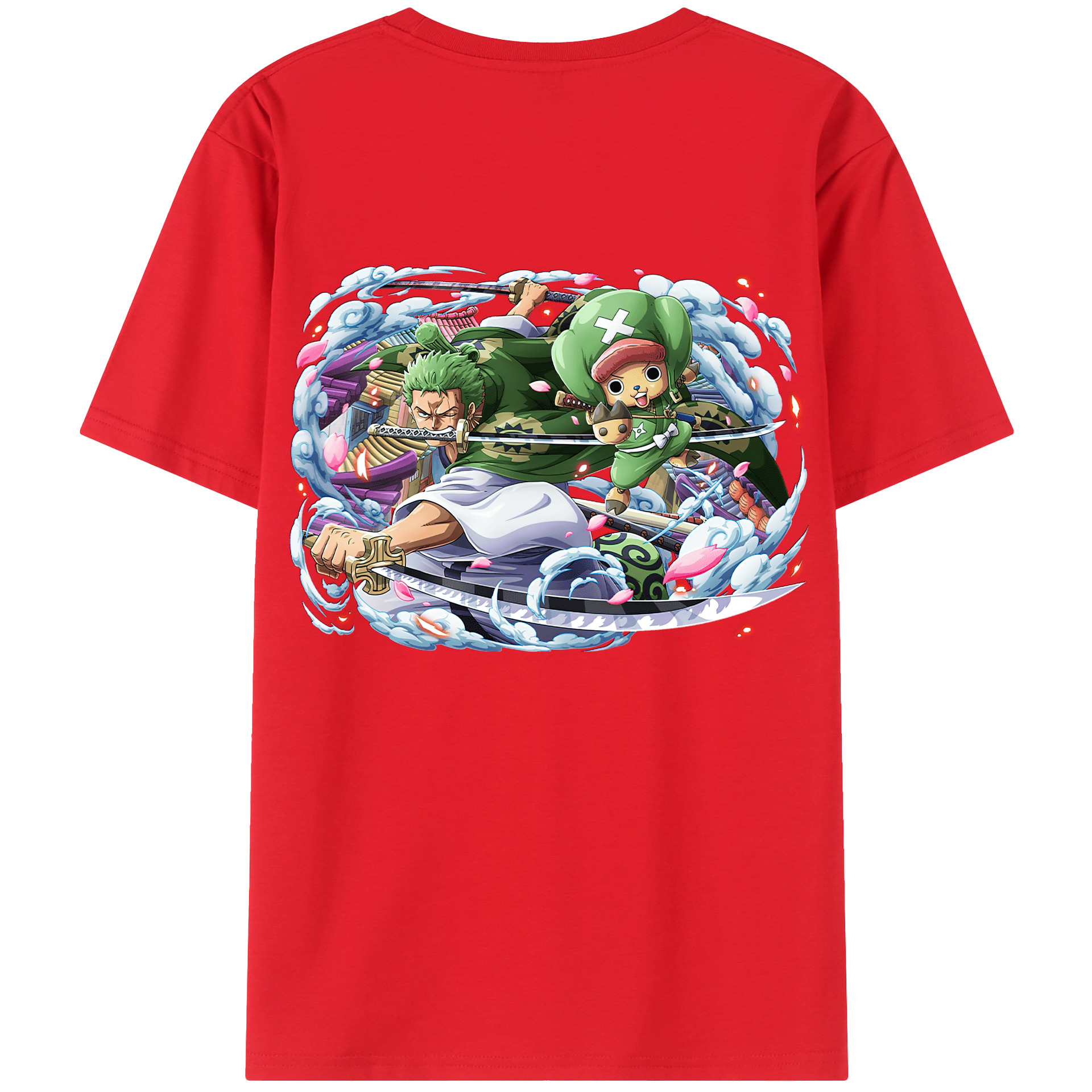ワンピース ロロノア・ゾロ ONE PIECE Roronoa Zoro 綿100％ メンズ半袖Tシャツ（バックプリント） 通気性