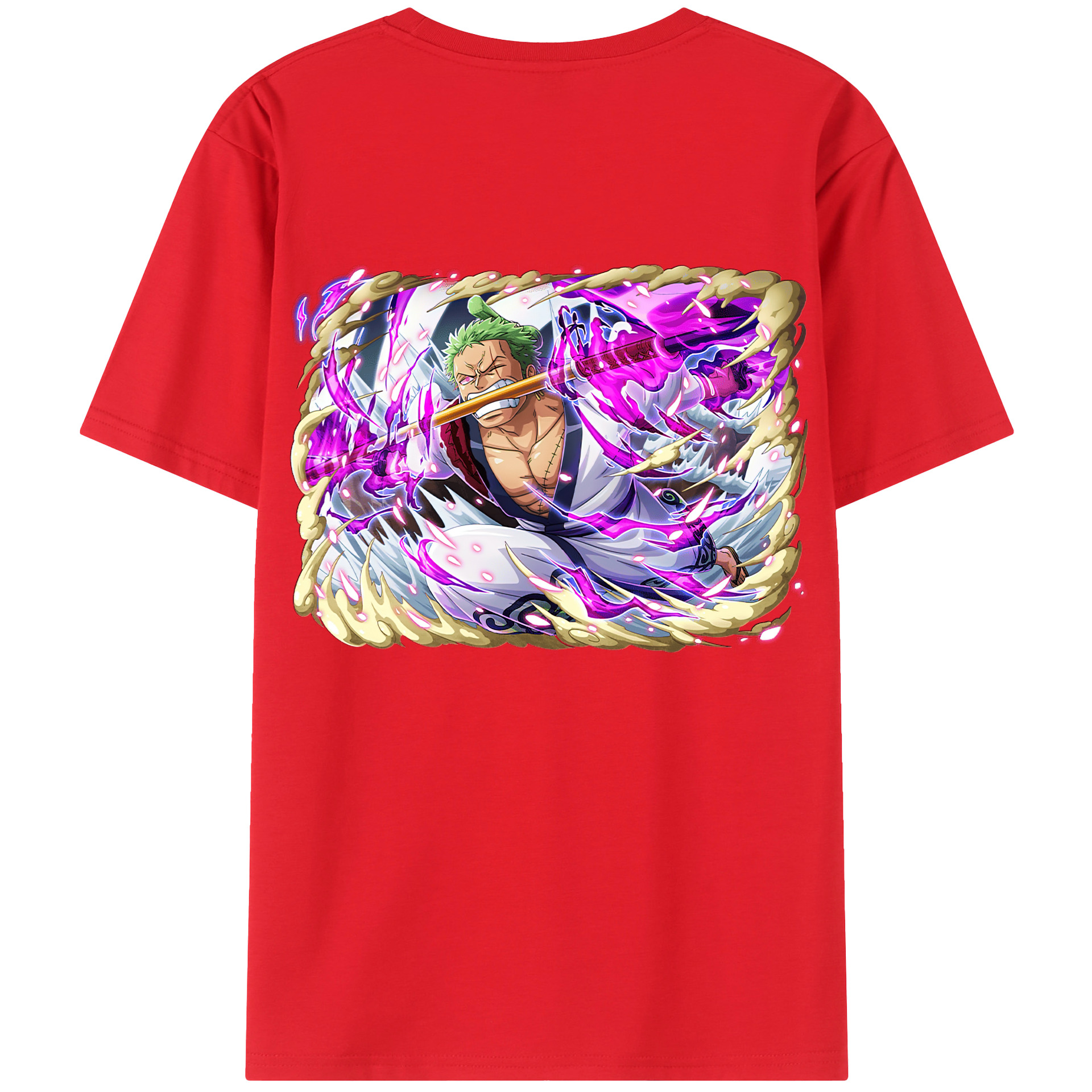 ワンピース ロロノア・ゾロ ONE PIECE Roronoa Zoro 綿100％ メンズ半袖Tシャツ（バックプリント） 通気性