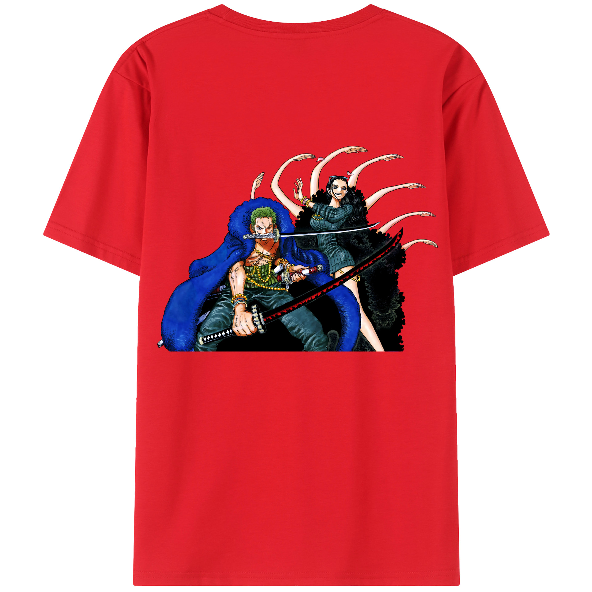 ワンピース ロロノア・ゾロ ONE PIECE Roronoa Zoro 綿100％ メンズ半袖Tシャツ（バックプリント） 通気性