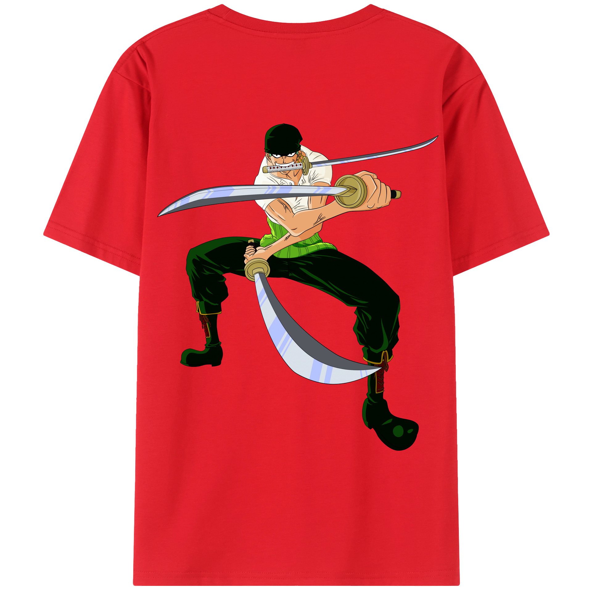ワンピース ロロノア・ゾロ ONE PIECE Roronoa Zoro 綿100％ メンズ半袖Tシャツ（バックプリント） 通気性