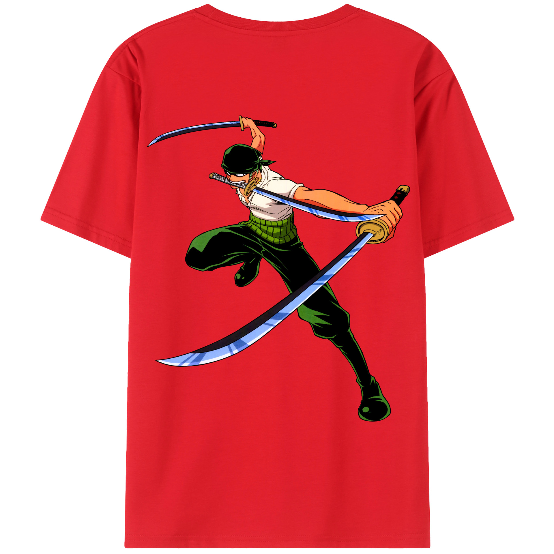 ワンピース ロロノア・ゾロ ONE PIECE Roronoa Zoro 綿100％ メンズ半袖Tシャツ（バックプリント） 通気性