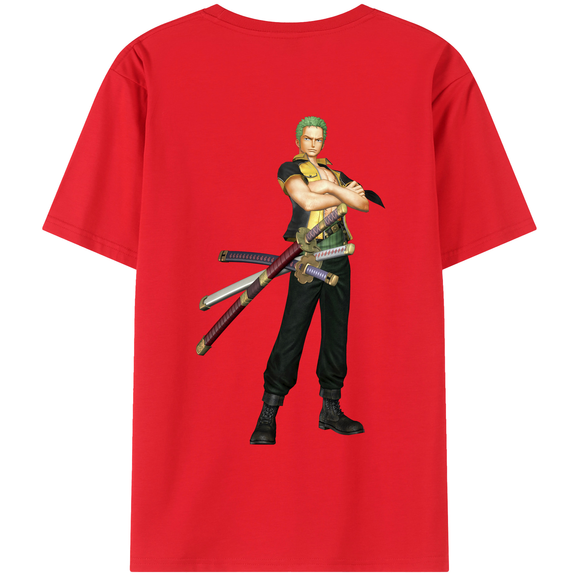 ワンピース ロロノア・ゾロ ONE PIECE Roronoa Zoro 綿100％ メンズ半袖Tシャツ（バックプリント） 通気性