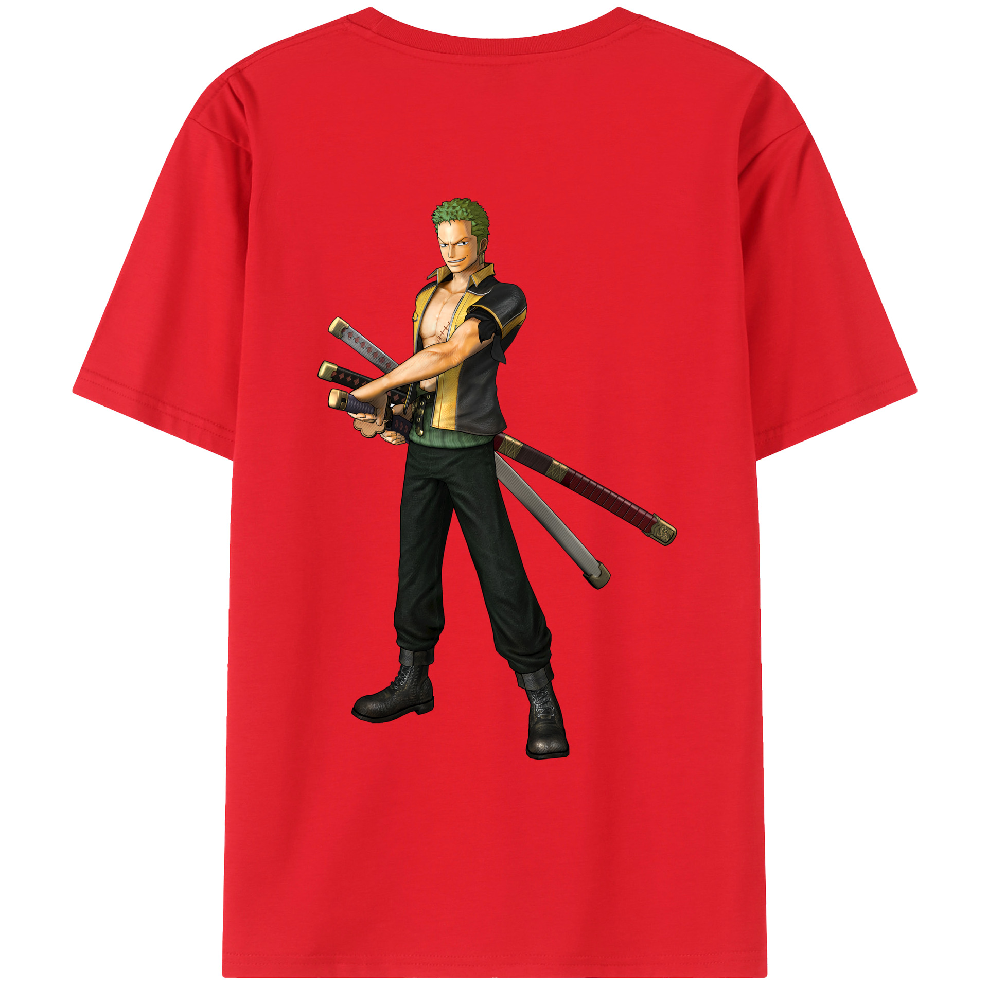 ワンピース ロロノア・ゾロ ONE PIECE Roronoa Zoro 綿100％ メンズ半袖Tシャツ（バックプリント） 通気性