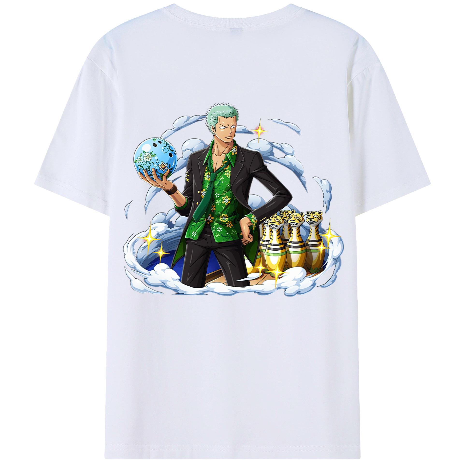 ワンピース ロロノア・ゾロ ONE PIECE Roronoa Zoro 綿100％ メンズ半袖Tシャツ（バックプリント） 通気性