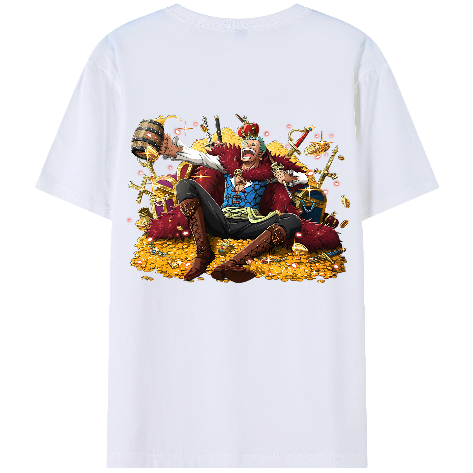 ワンピース ロロノア・ゾロ ONE PIECE Roronoa Zoro 綿100％ メンズ半袖Tシャツ（バックプリント） 通気性