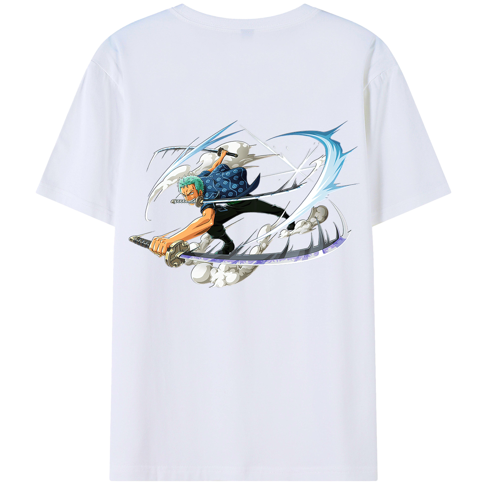 ワンピース ロロノア・ゾロ ONE PIECE Roronoa Zoro 綿100％ メンズ半袖Tシャツ（バックプリント） 通気性