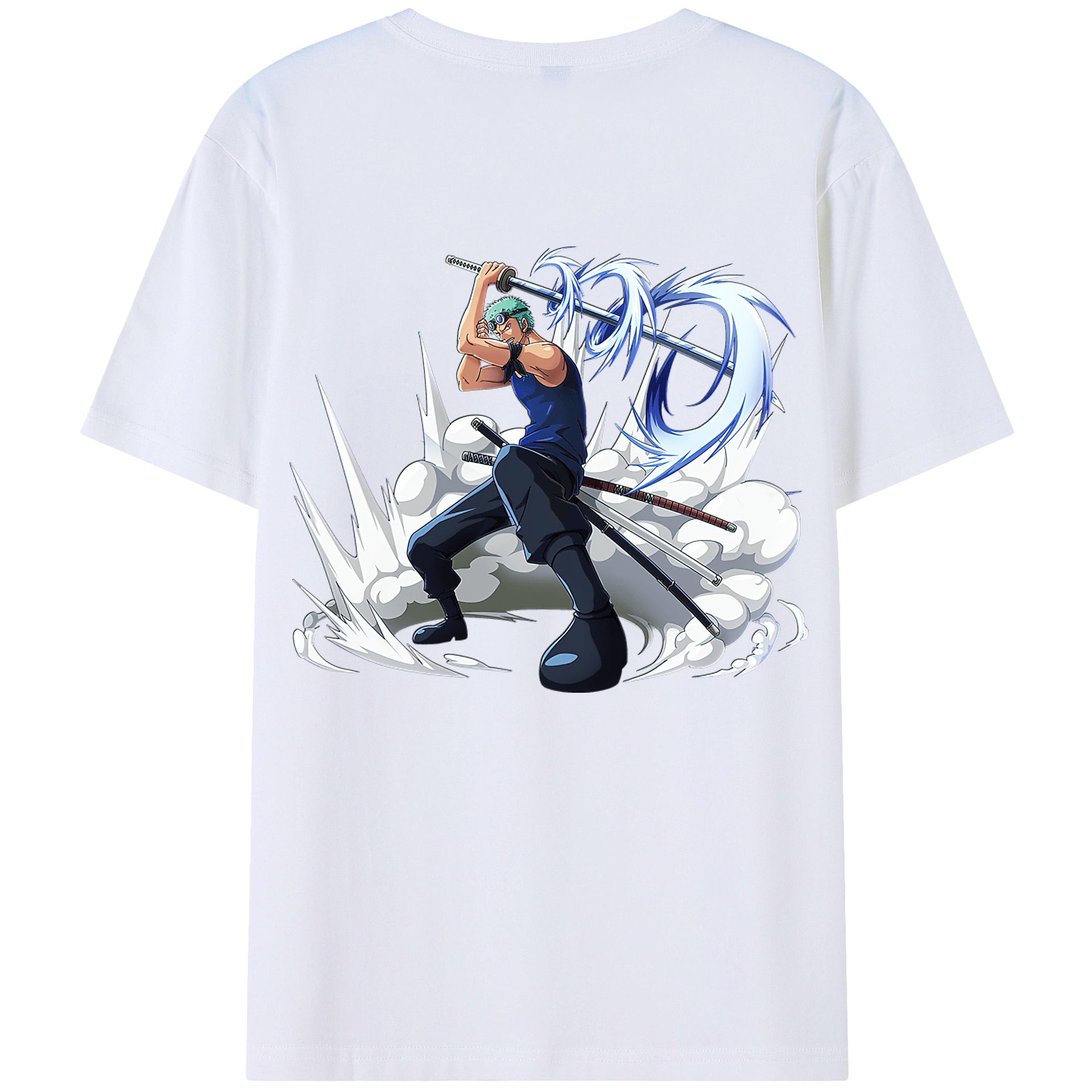 ワンピース ロロノア・ゾロ ONE PIECE Roronoa Zoro 綿100％ メンズ半袖Tシャツ（バックプリント） 通気性