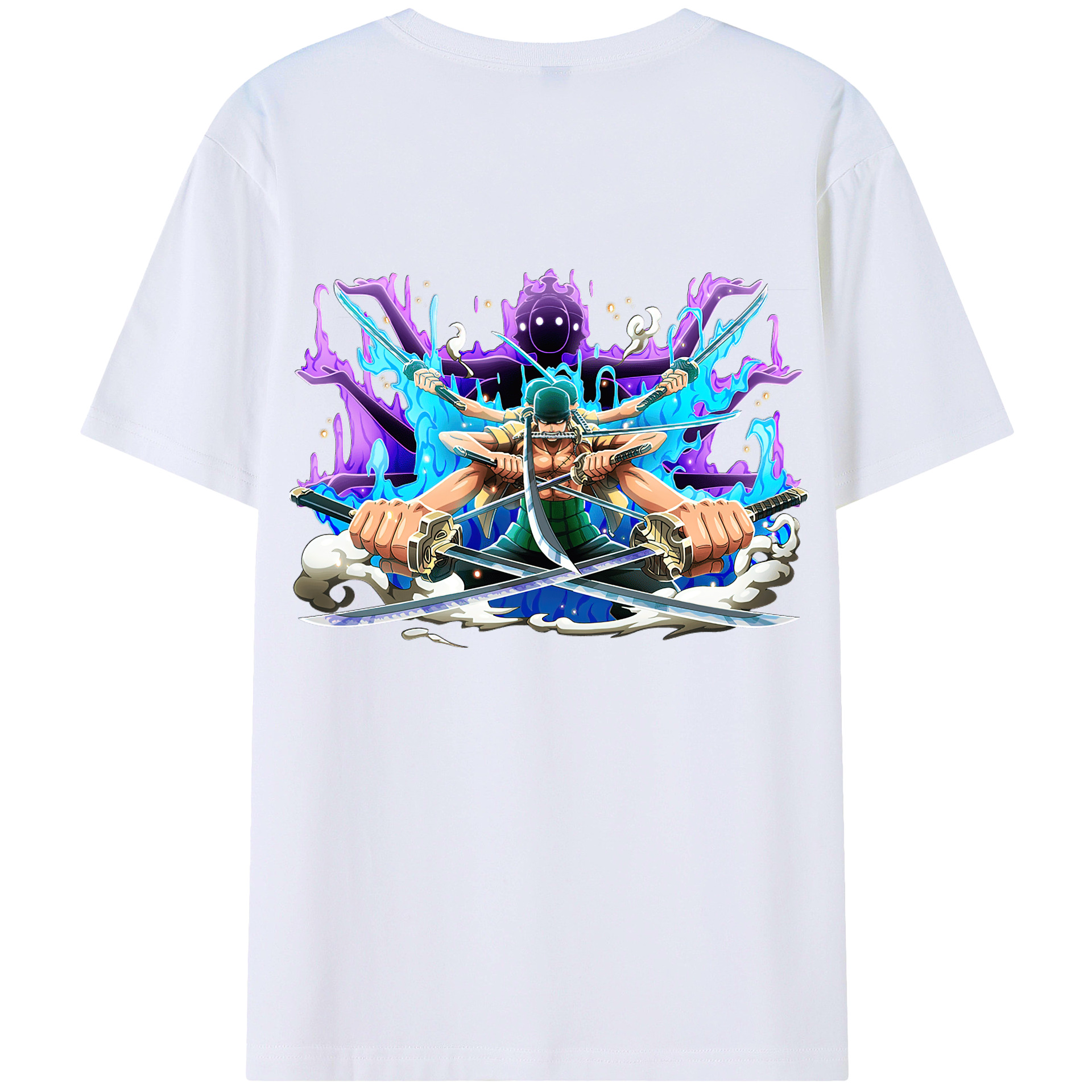 ワンピース ロロノア・ゾロ ONE PIECE Roronoa Zoro 綿100％ メンズ半袖Tシャツ（バックプリント） 通気性