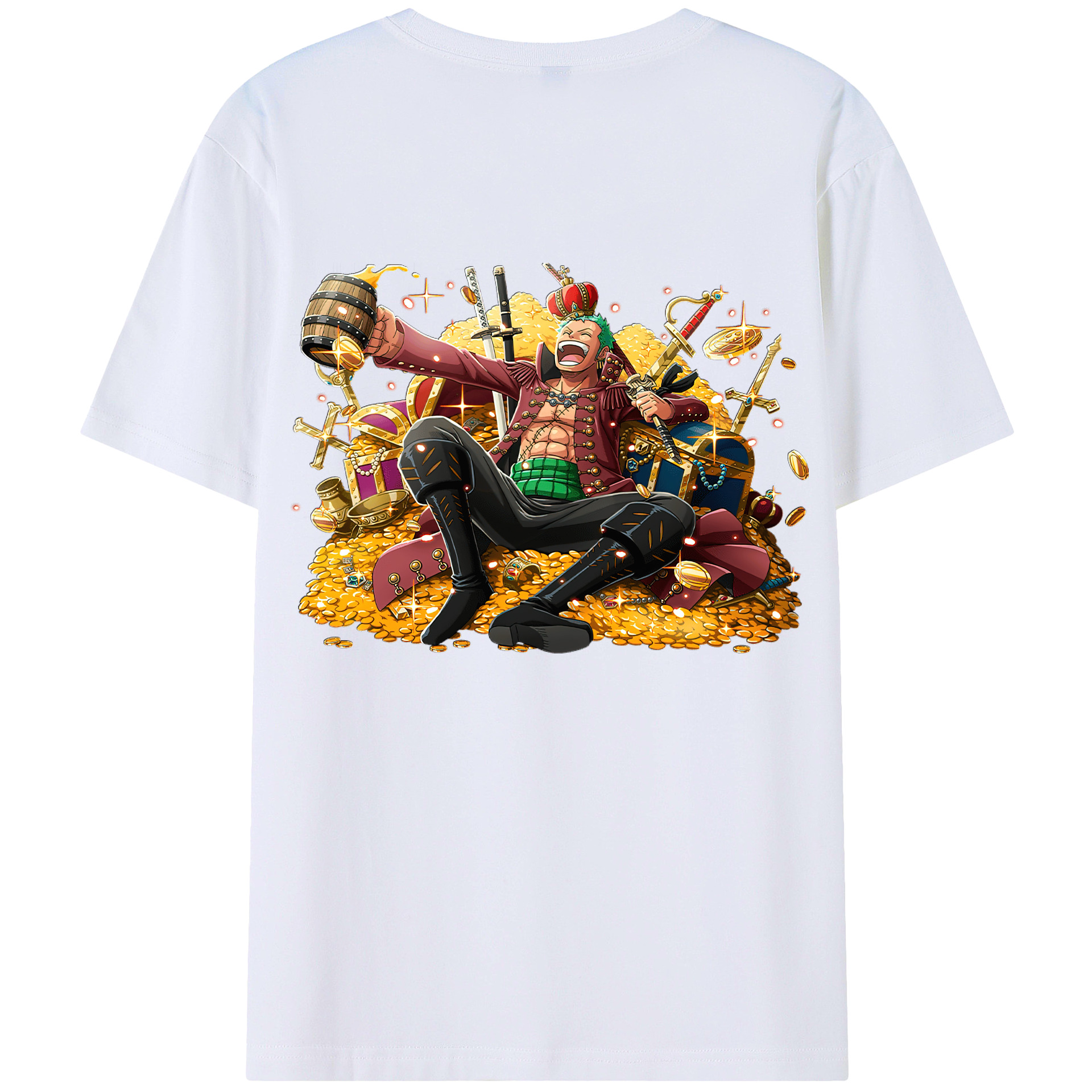 ワンピース ロロノア・ゾロ ONE PIECE Roronoa Zoro 綿100％ メンズ半袖Tシャツ（バックプリント） 通気性
