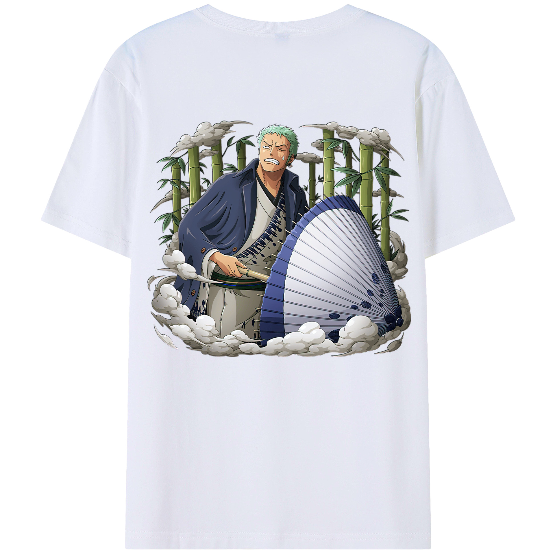 ワンピース ロロノア・ゾロ ONE PIECE Roronoa Zoro 綿100％ メンズ半袖Tシャツ（バックプリント） 通気性