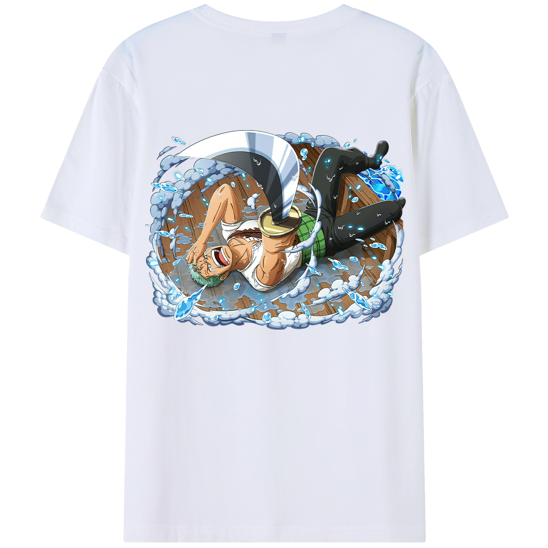 ワンピース ロロノア・ゾロ ONE PIECE Roronoa Zoro 綿100％ メンズ半袖Tシャツ（バックプリント） 通気性
