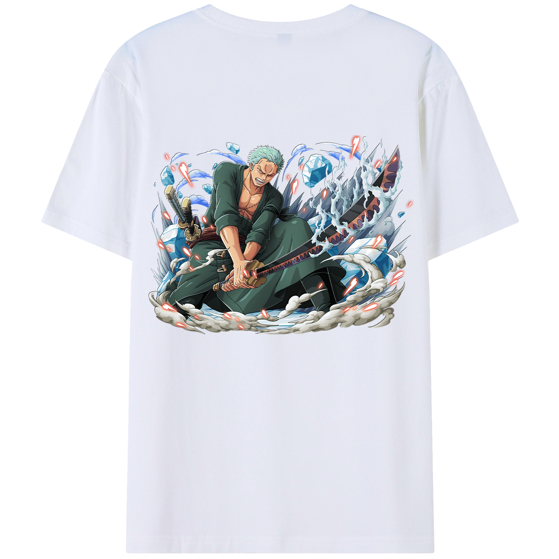 ワンピース ロロノア・ゾロ ONE PIECE Roronoa Zoro 綿100％ メンズ半袖Tシャツ（バックプリント） 通気性
