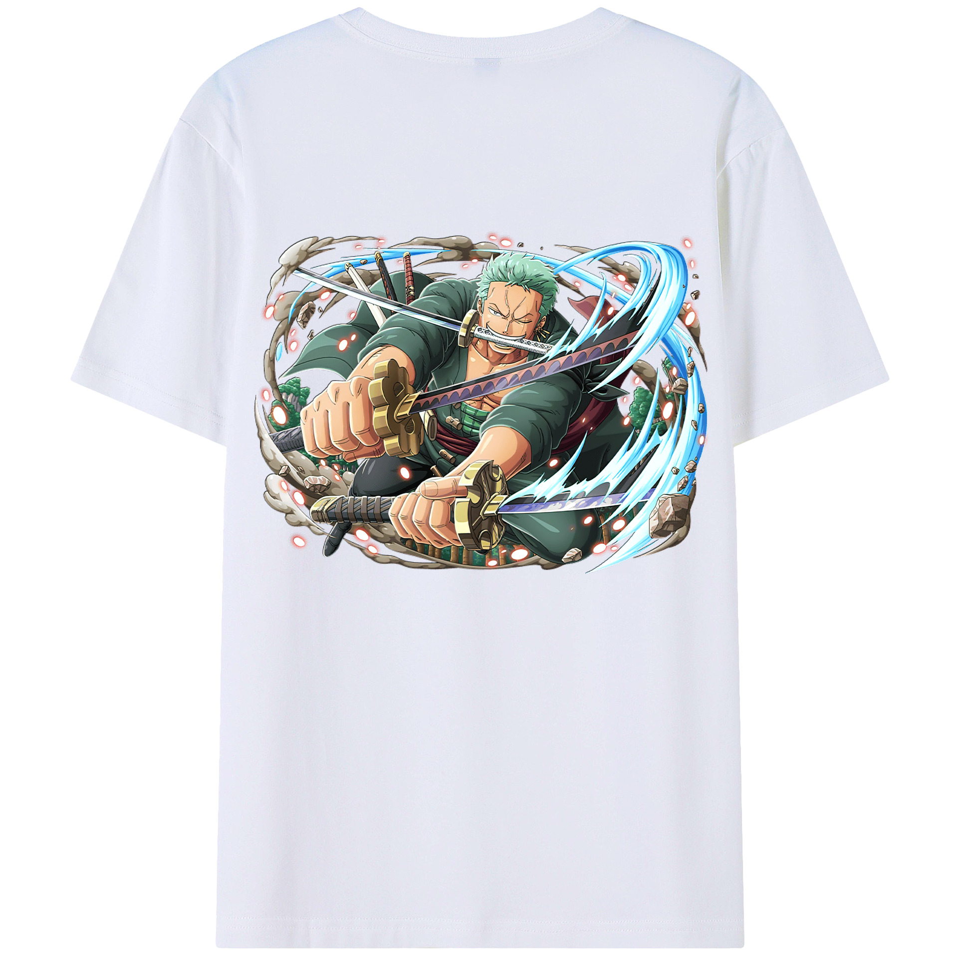 ワンピース ロロノア・ゾロ ONE PIECE Roronoa Zoro 綿100％ メンズ半袖Tシャツ（バックプリント） 通気性