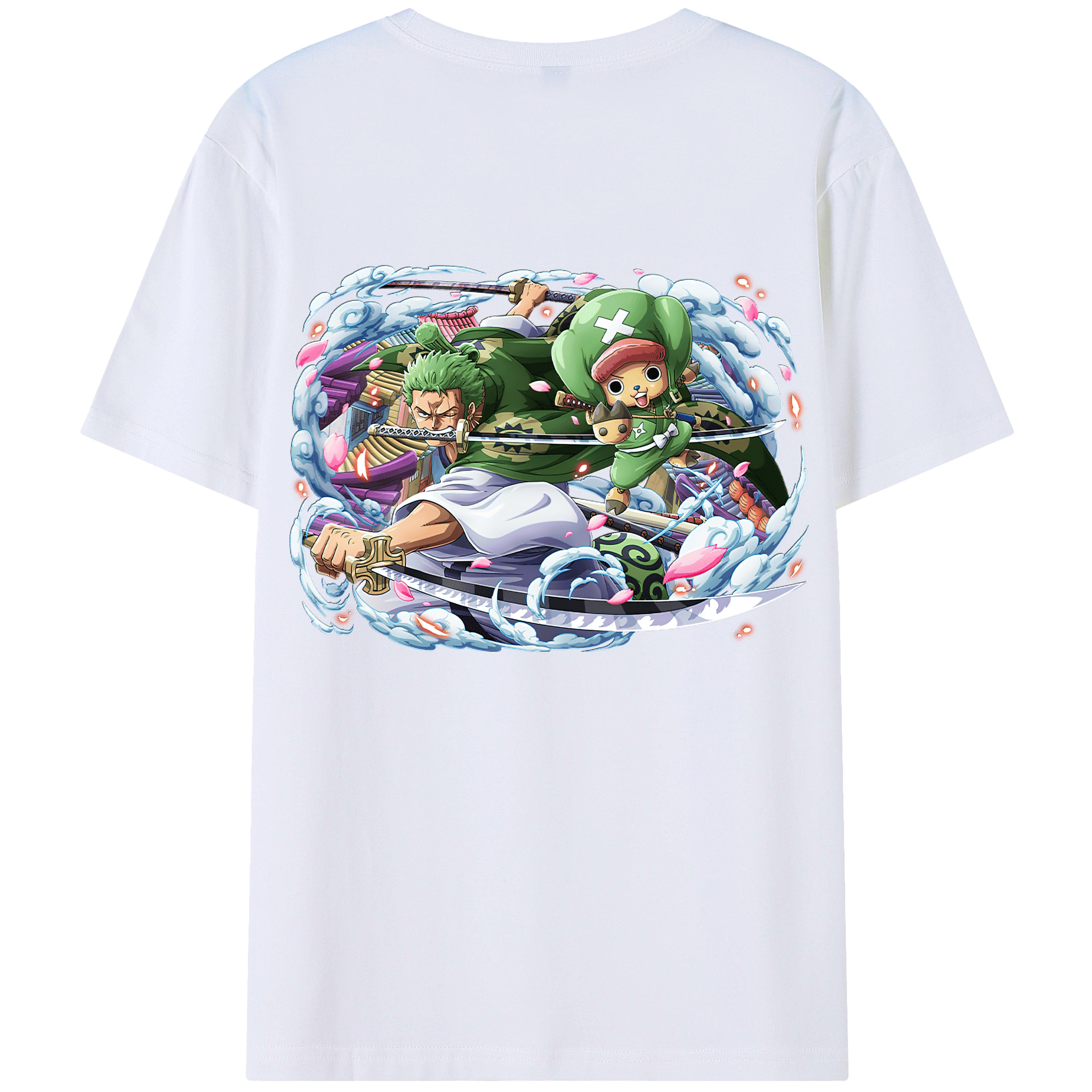 ワンピース ロロノア・ゾロ ONE PIECE Roronoa Zoro 綿100％ メンズ半袖Tシャツ（バックプリント） 通気性