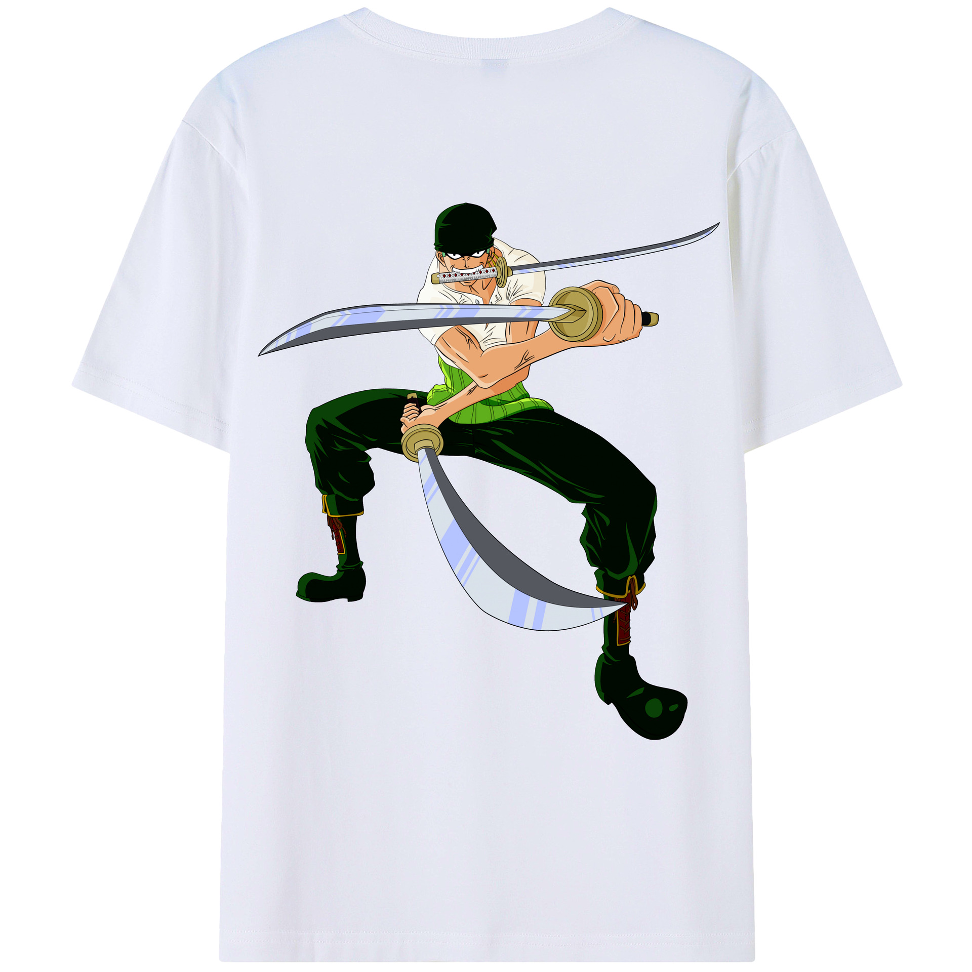 ワンピース ロロノア・ゾロ ONE PIECE Roronoa Zoro 綿100％ メンズ半袖Tシャツ（バックプリント） 通気性