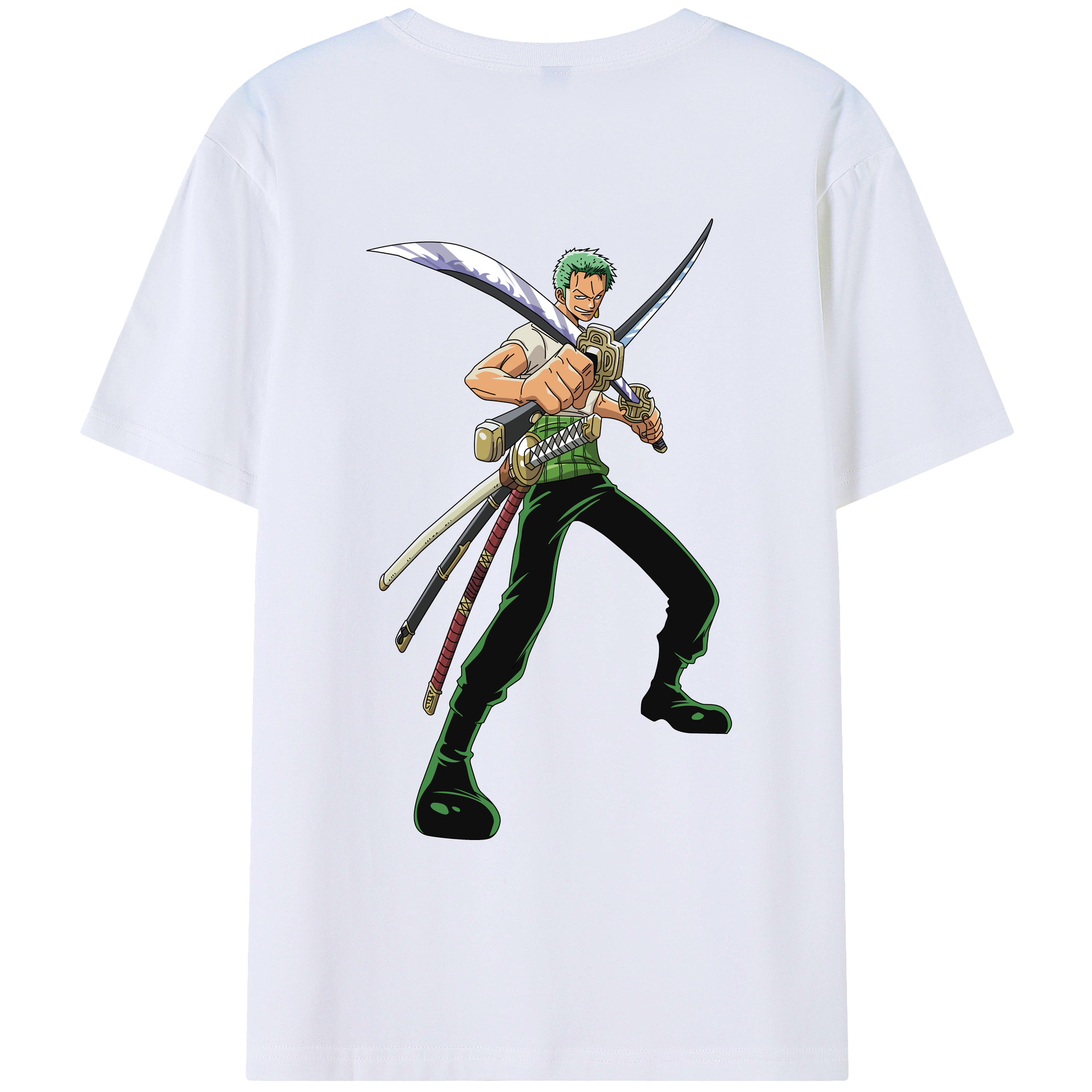 ワンピース ロロノア・ゾロ ONE PIECE Roronoa Zoro 綿100％ メンズ半袖Tシャツ（バックプリント） 通気性
