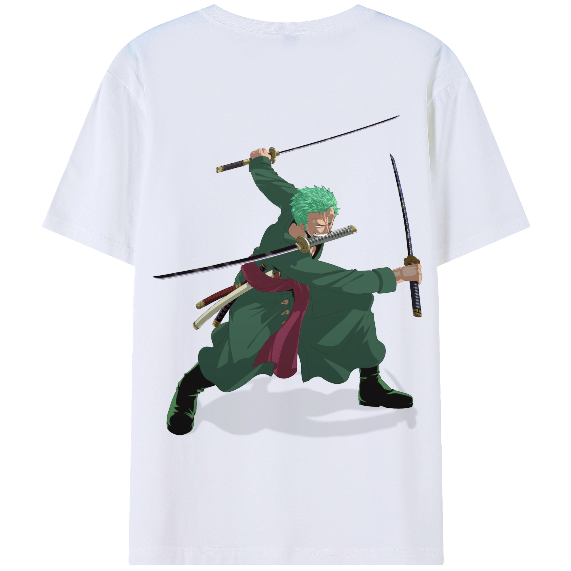 ワンピース ロロノア・ゾロ ONE PIECE Roronoa Zoro 綿100％ メンズ半袖Tシャツ（バックプリント） 通気性