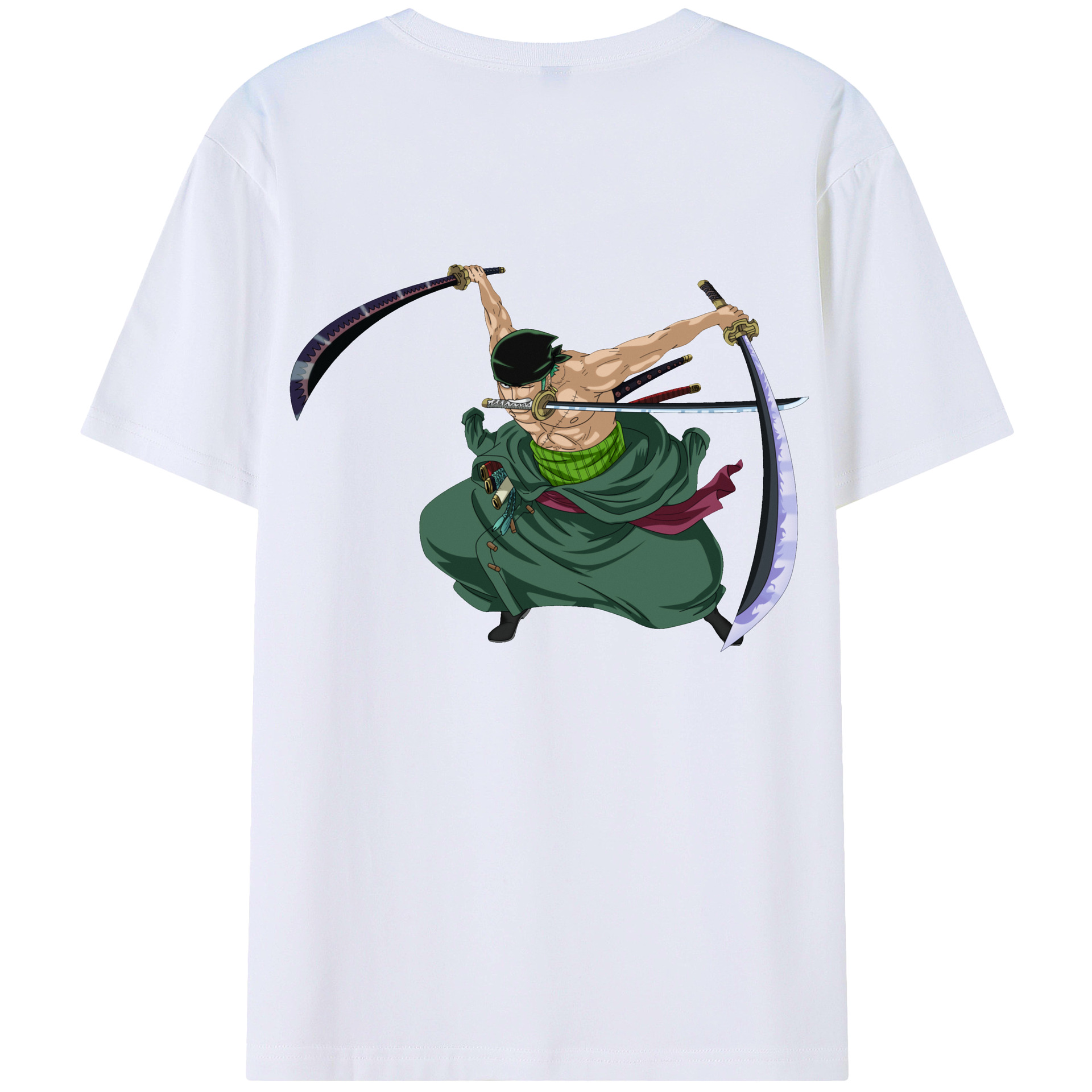 ワンピース ロロノア・ゾロ ONE PIECE Roronoa Zoro 綿100％ メンズ半袖Tシャツ（バックプリント） 通気性