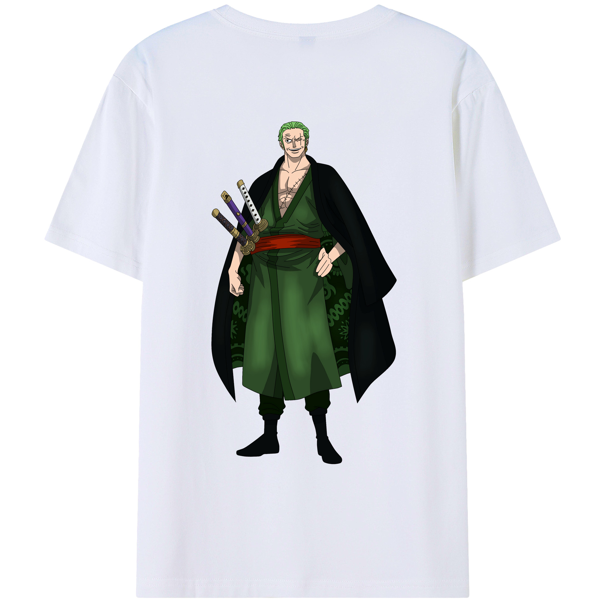 ワンピース ロロノア・ゾロ ONE PIECE Roronoa Zoro 綿100％ メンズ半袖Tシャツ（バックプリント） 通気性