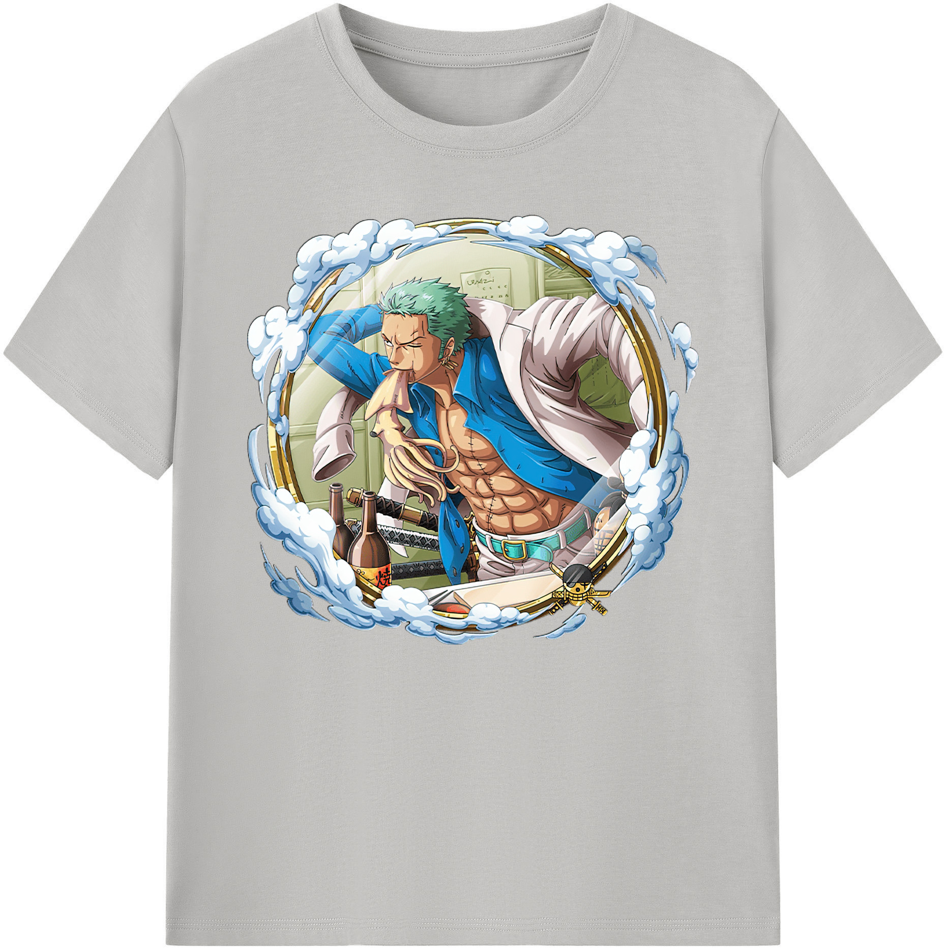 ワンピース ロロノア・ゾロ ONE PIECE Roronoa Zoro 綿100％ メンズ半袖Tシャツ｜肌触りやわらか＆通気性