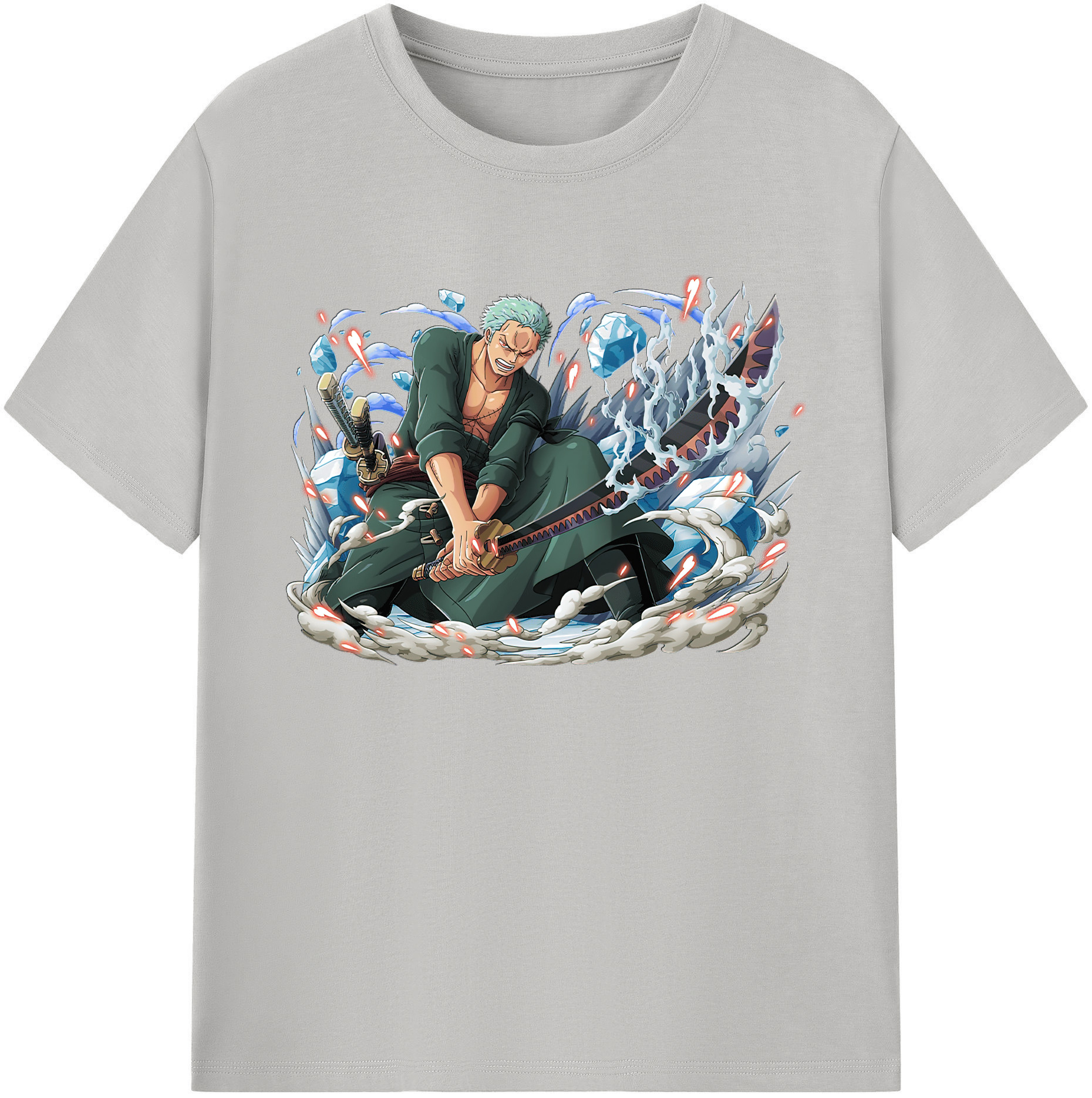 ワンピース ロロノア・ゾロ ONE PIECE Roronoa Zoro 綿100％ メンズ半袖Tシャツ｜肌触りやわらか＆通気性