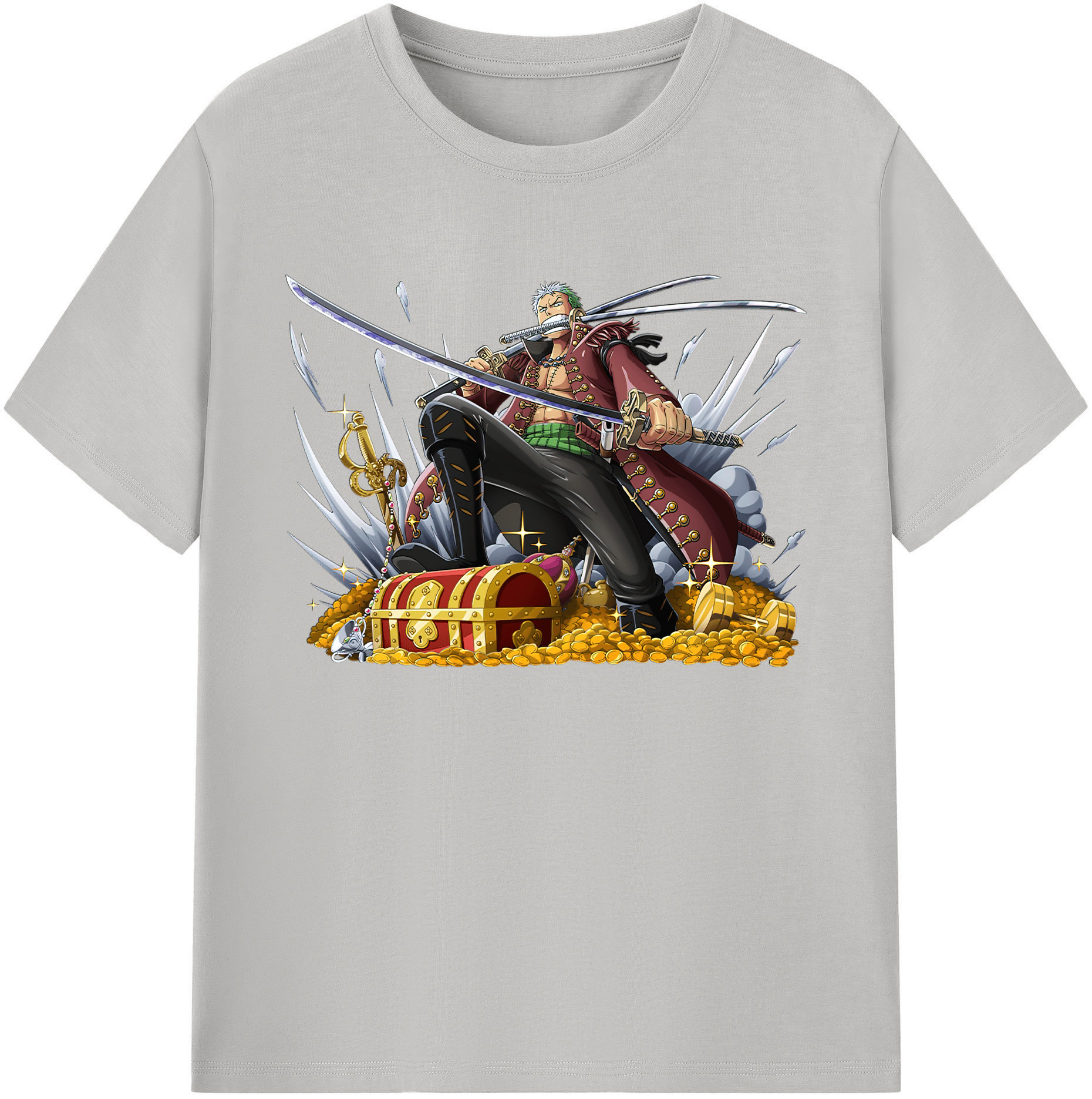 ワンピース ロロノア・ゾロ ONE PIECE Roronoa Zoro 綿100％ メンズ半袖Tシャツ｜肌触りやわらか＆通気性