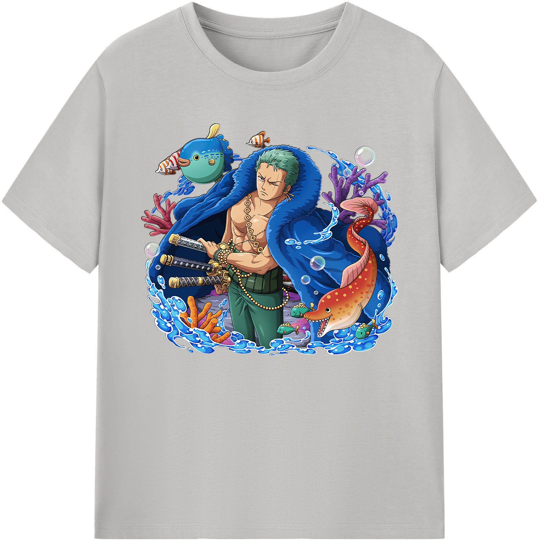 ワンピース ロロノア・ゾロ ONE PIECE Roronoa Zoro 綿100％ メンズ半袖Tシャツ｜肌触りやわらか＆通気性