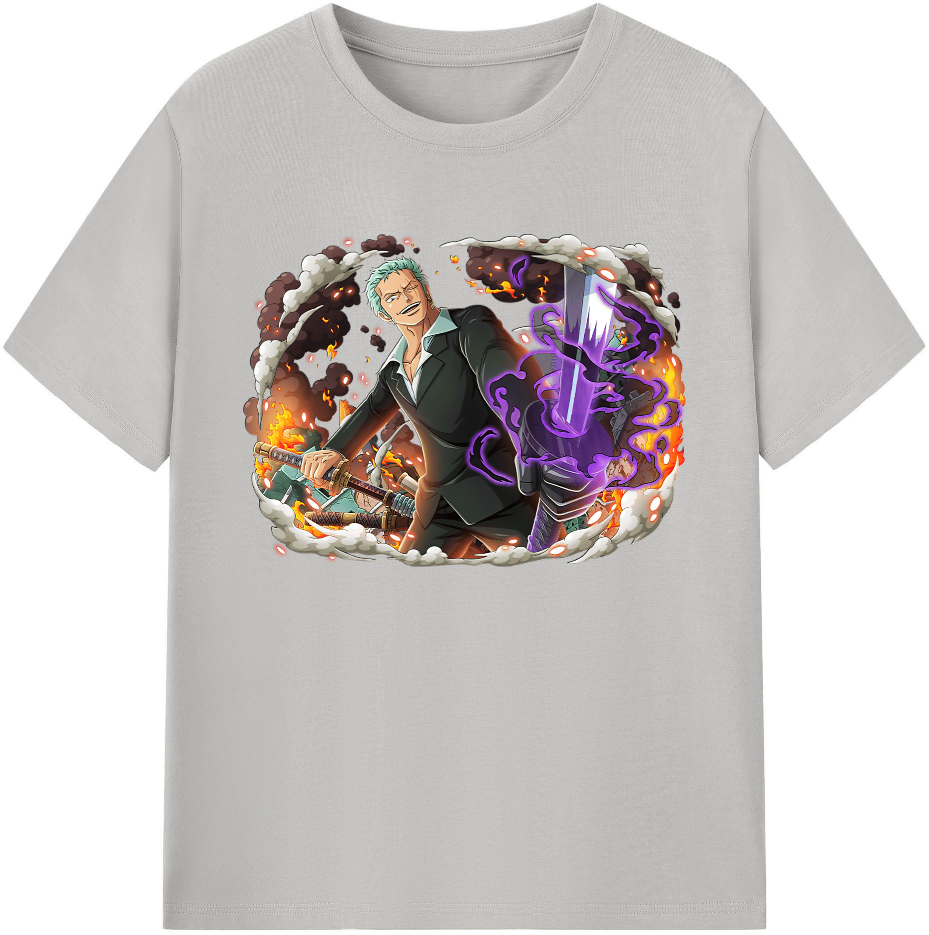 ワンピース ロロノア・ゾロ ONE PIECE Roronoa Zoro 綿100％ メンズ半袖Tシャツ｜肌触りやわらか＆通気性