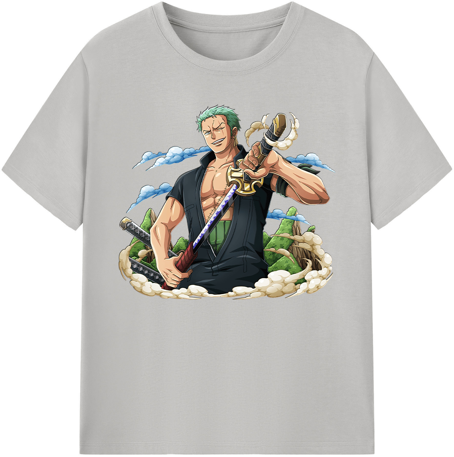 ワンピース ロロノア・ゾロ ONE PIECE Roronoa Zoro 綿100％ メンズ半袖Tシャツ｜肌触りやわらか＆通気性