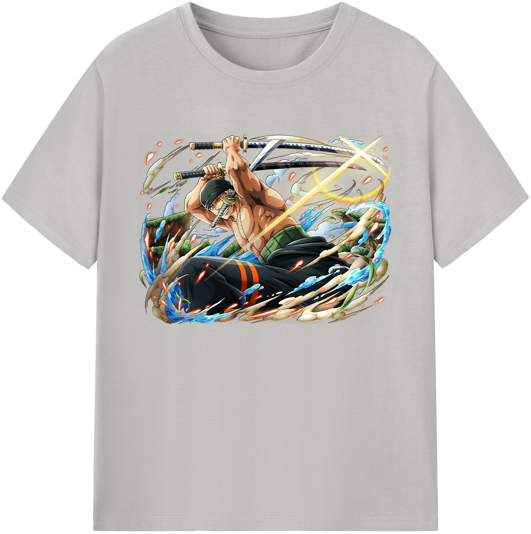 ワンピース ロロノア・ゾロ ONE PIECE Roronoa Zoro 綿100％ メンズ半袖Tシャツ｜肌触りやわらか＆通気性